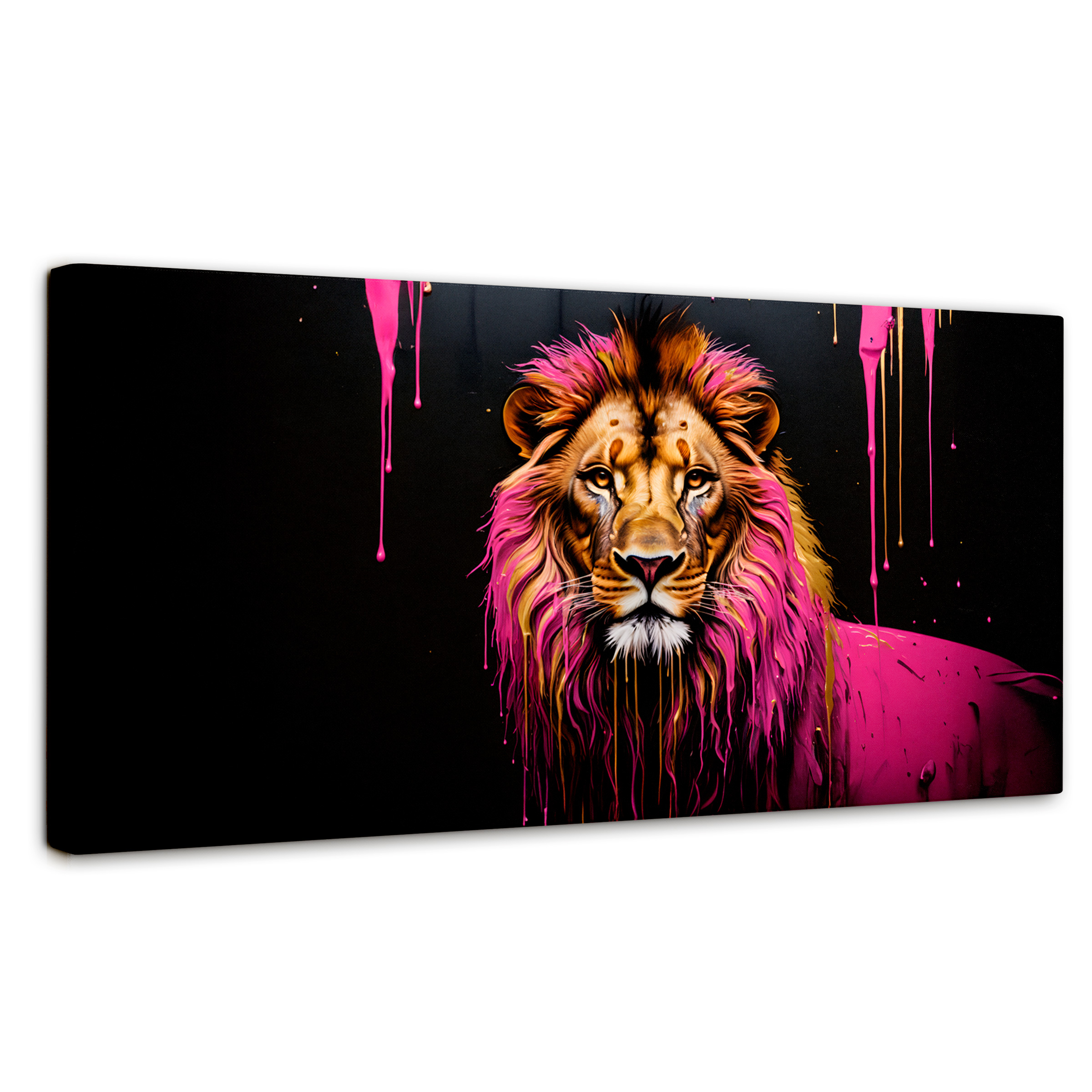 Cuadro Decorativo Canvas León Rosa Vibrante 120x60