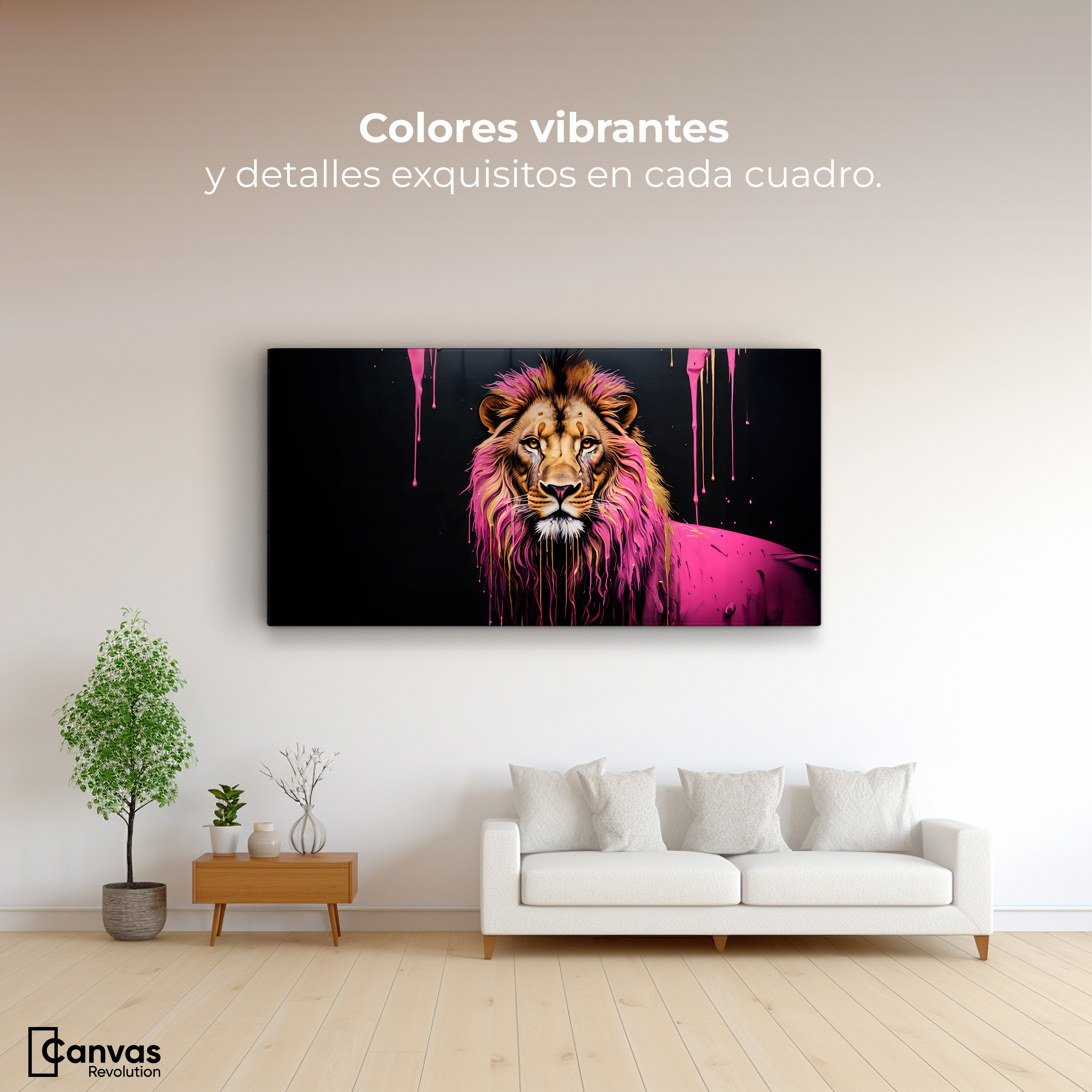 Foto 2 | Cuadro Decorativo Canvas León Rosa Vibrante 120x60