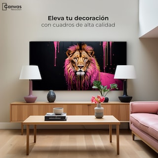 Foto 3 | Cuadro Decorativo Canvas León Rosa Vibrante 120x60