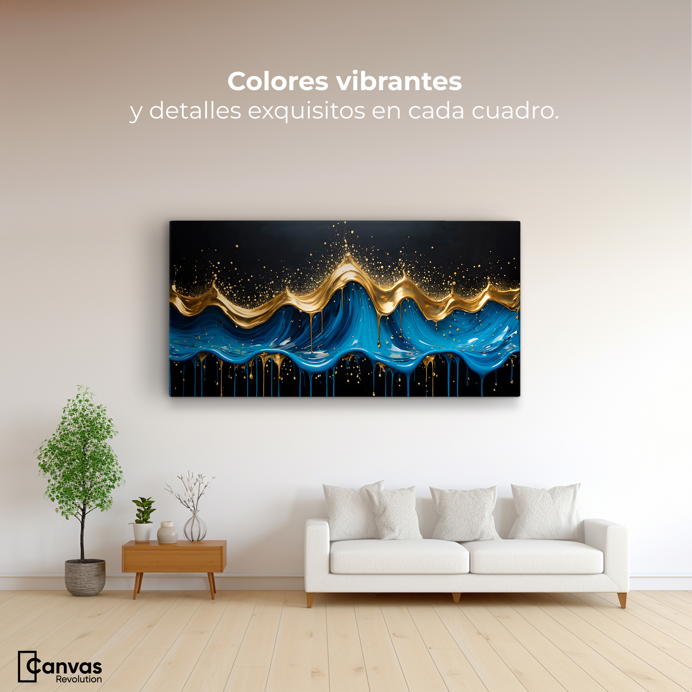 Foto 3 pulgar | Cuadro Decorativo Canvas Revolution Ondas Preciosas 120 x 60 cm