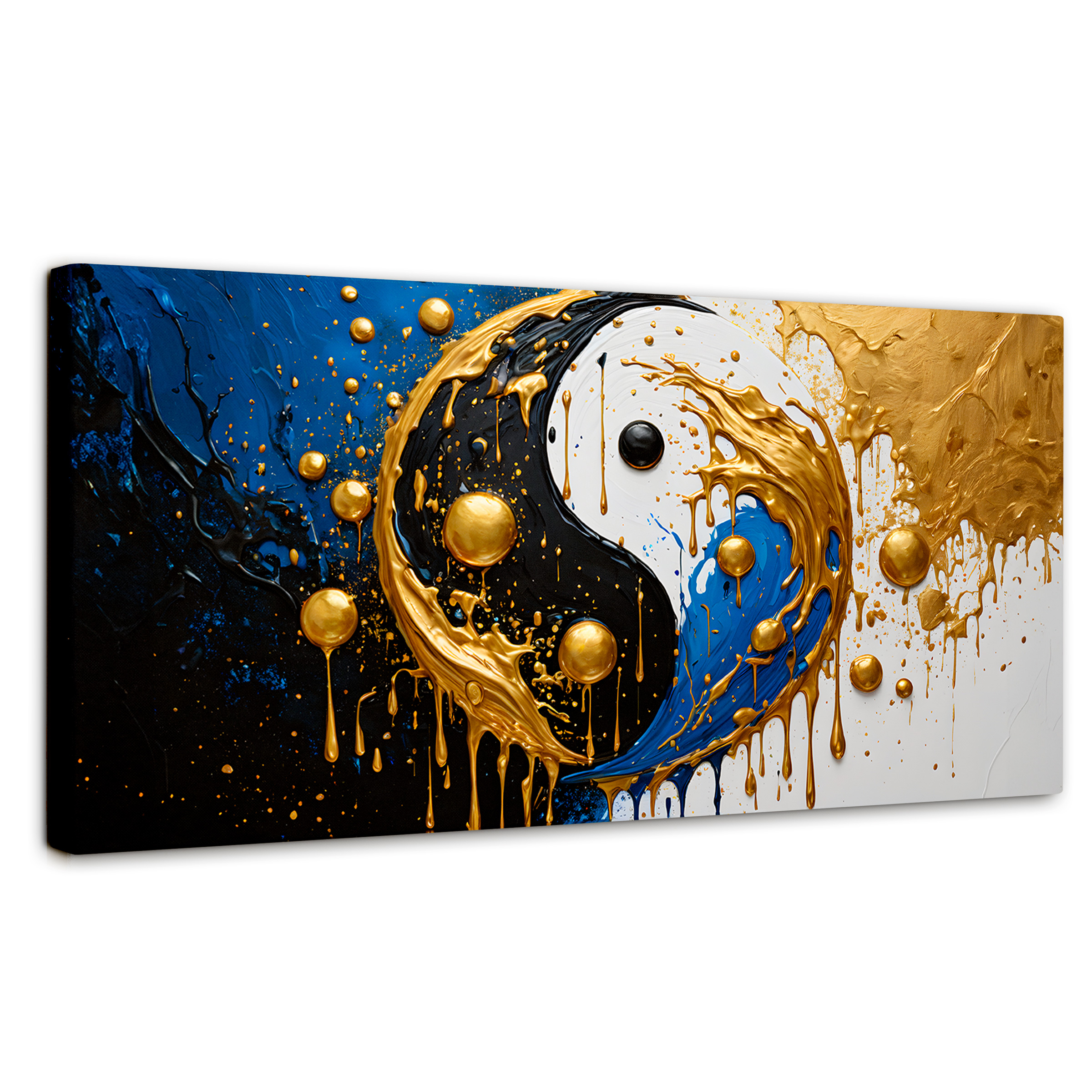 Foto 2 pulgar | Cuadro Decorativo Canvas Revolution Yin-yang Dorado 120x60 cm