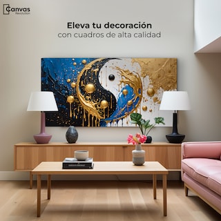Foto 3 | Cuadro Decorativo Canvas Revolution Yin-yang Dorado 120x60 cm