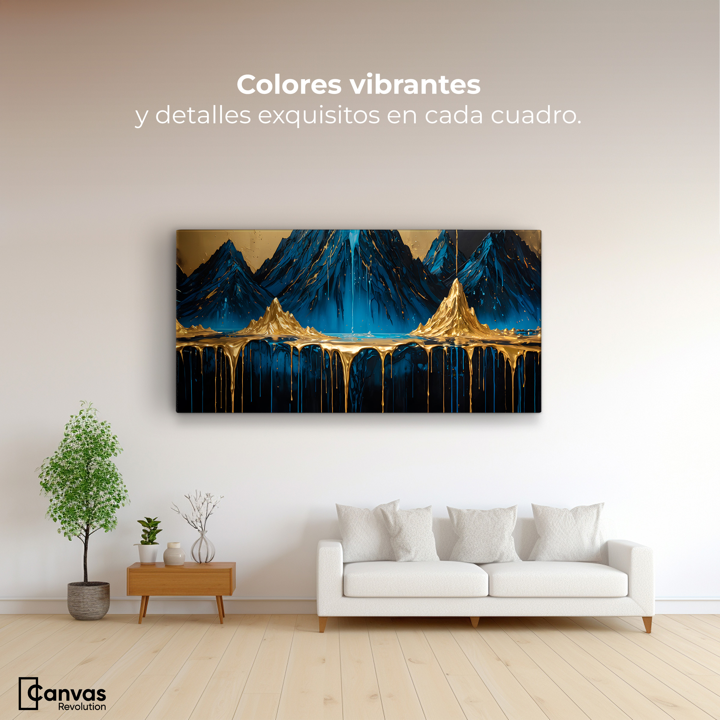 Foto 2 | Cuadro Decorativo Canvas Cascadas Doradas 120x60