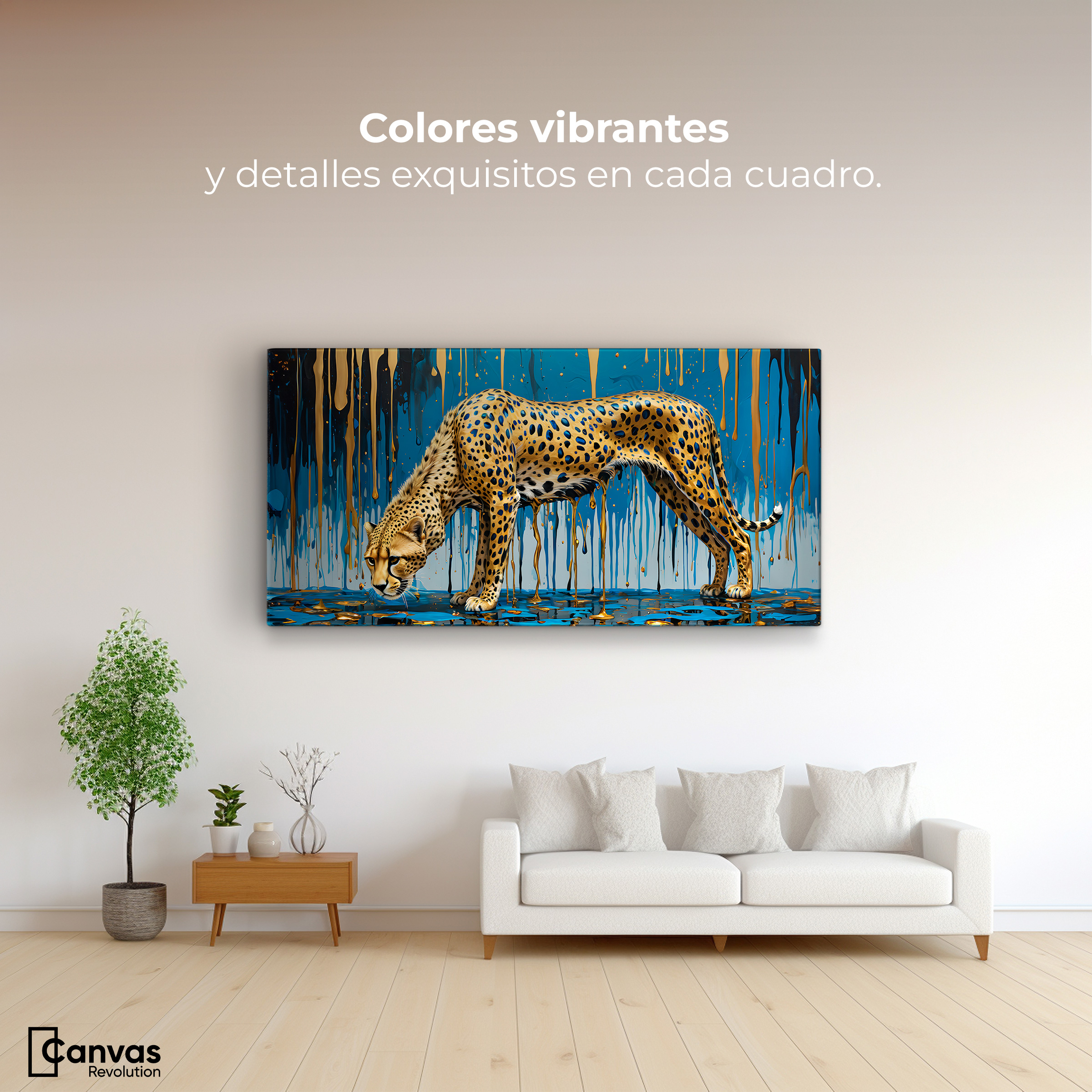 Foto 3 pulgar | Cuadro Decorativo Canvas Leopardo Líquido 120x60