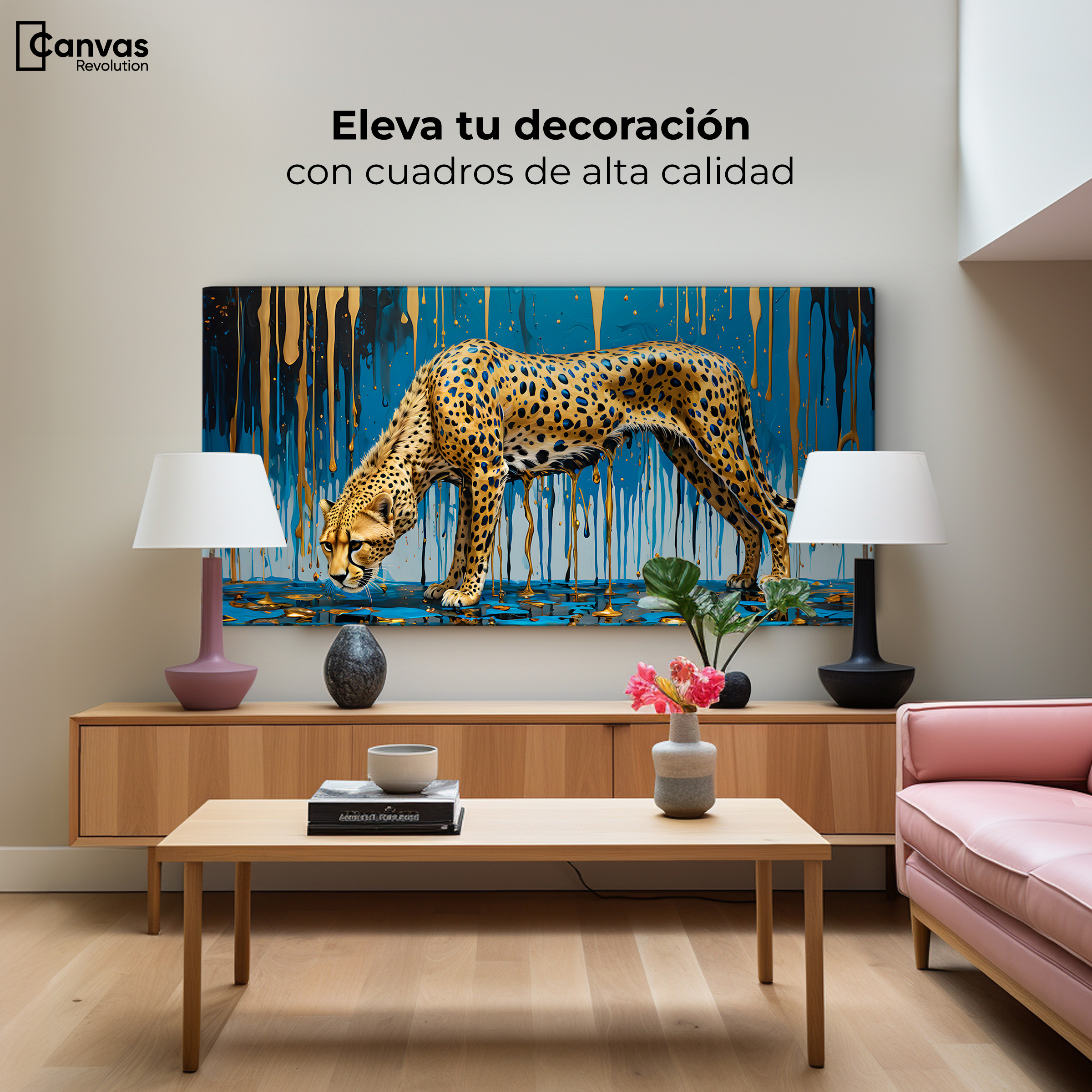 Foto 4 pulgar | Cuadro Decorativo Canvas Leopardo Líquido 120x60