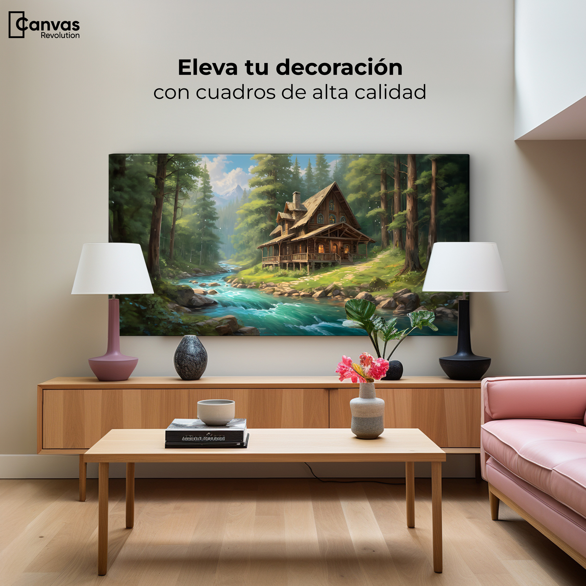 Foto 4 pulgar | Cuadro Decorativo Canvas Cabaña Silvestre 120x60