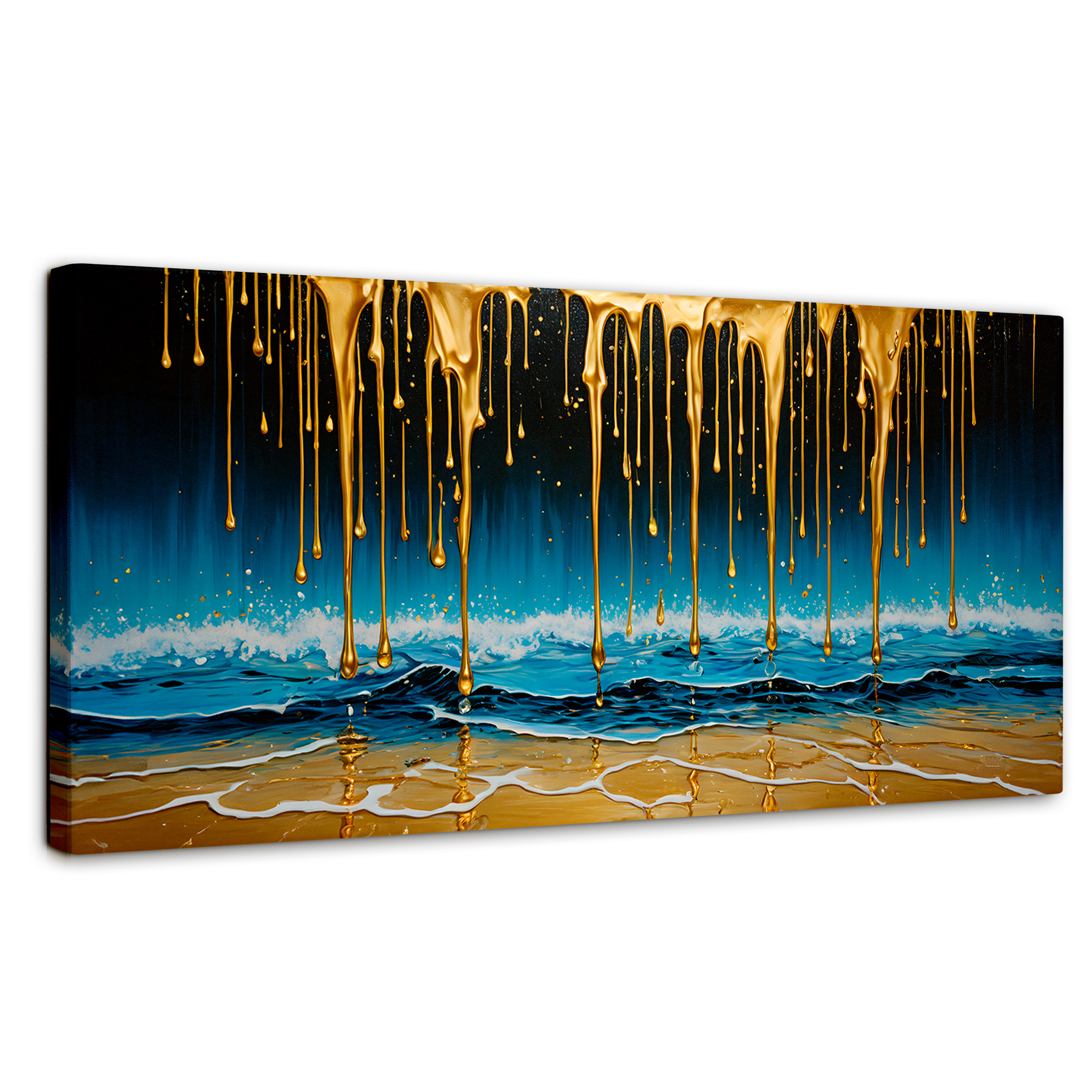 Foto 2 pulgar | Cuadro Decorativo Canvas Mar Nocturno Dorado 120x60