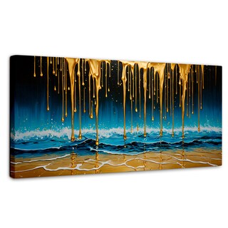 Foto 1 | Cuadro Decorativo Canvas Mar Nocturno Dorado 120x60