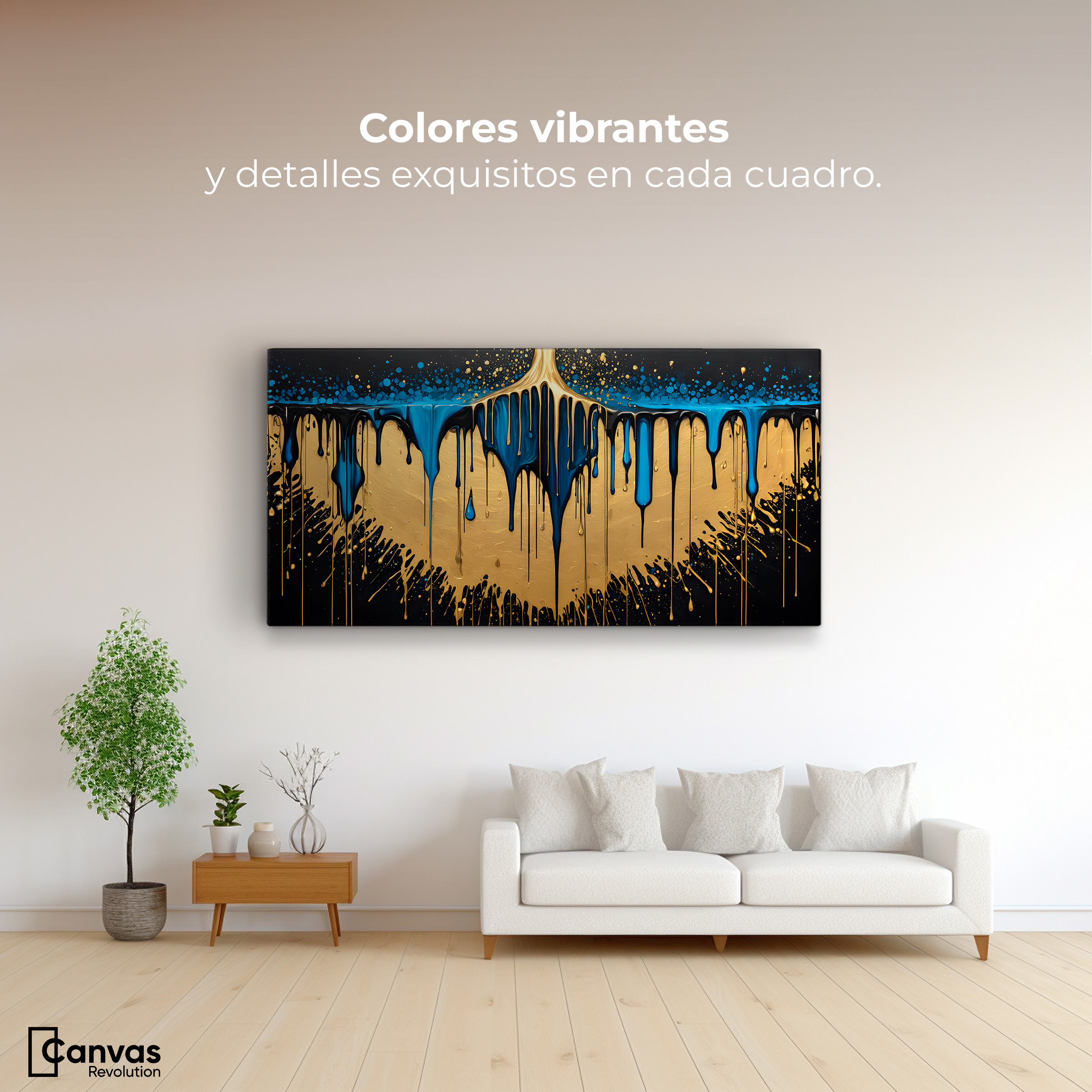 Foto 2 | Cuadro Decorativo Canvas Sinfonía Dorado 120x60