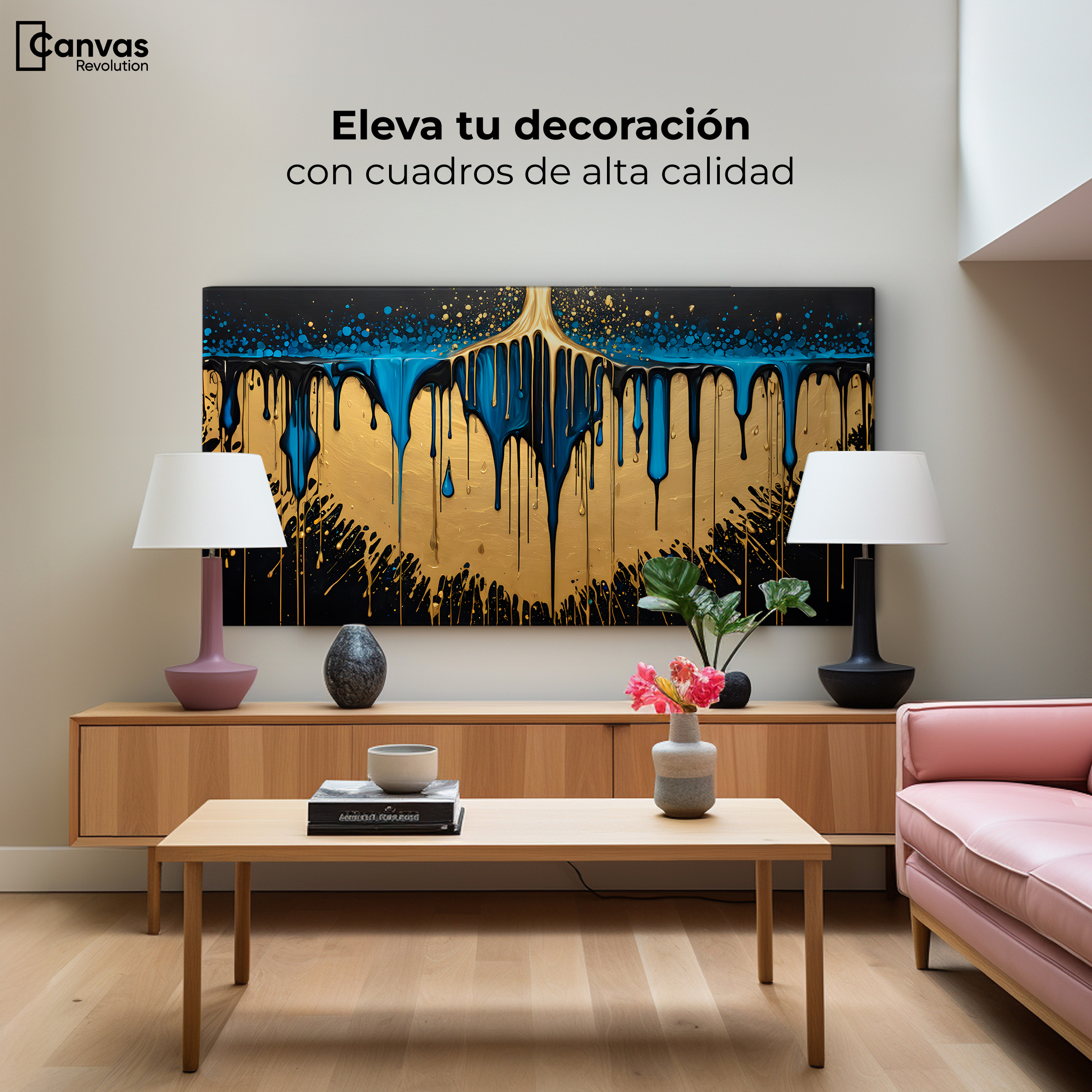 Foto 4 pulgar | Cuadro Decorativo Canvas Sinfonía Dorado 120x60