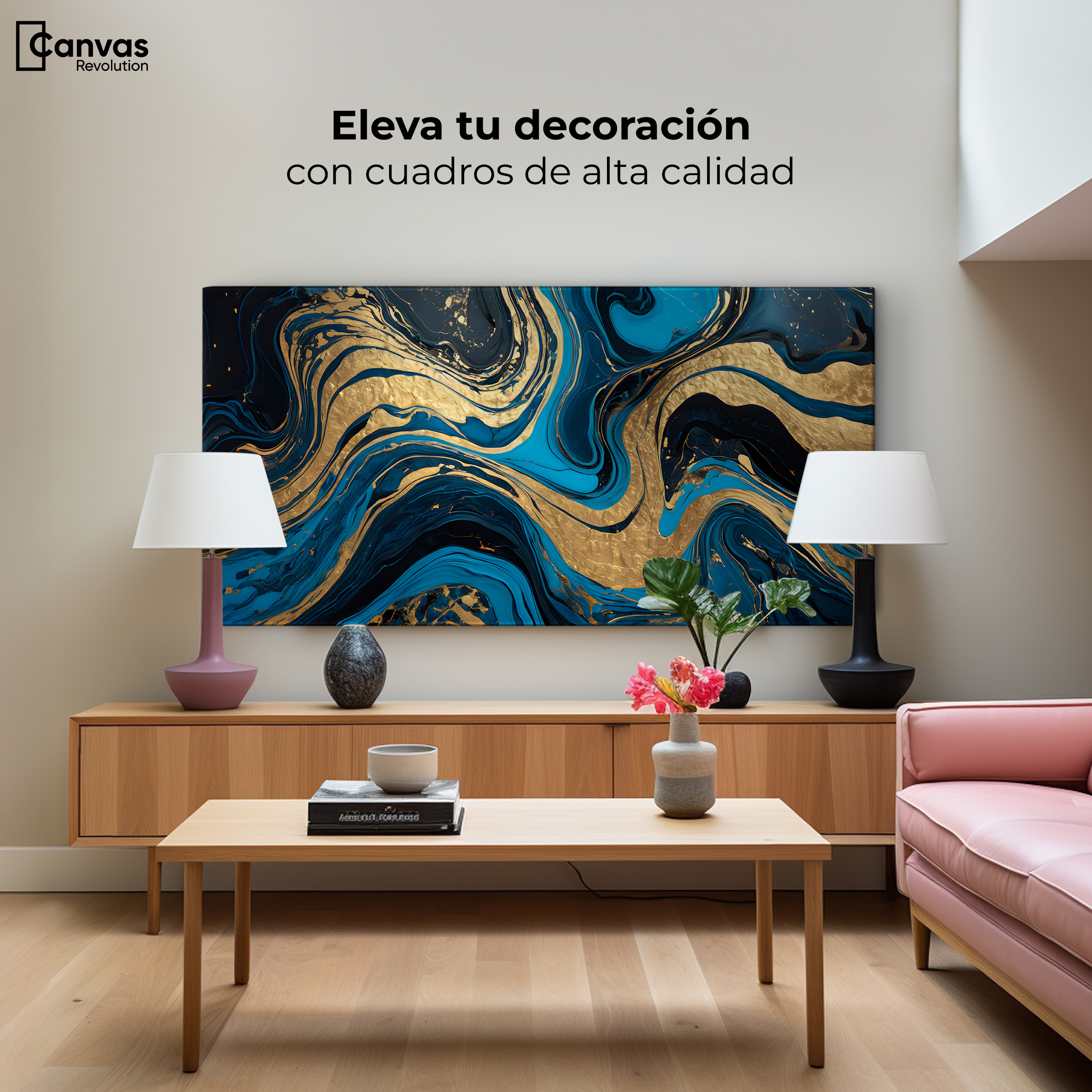 Foto 4 pulgar | Cuadro Decorativo Canvas Remolinos Zafiro 120x60