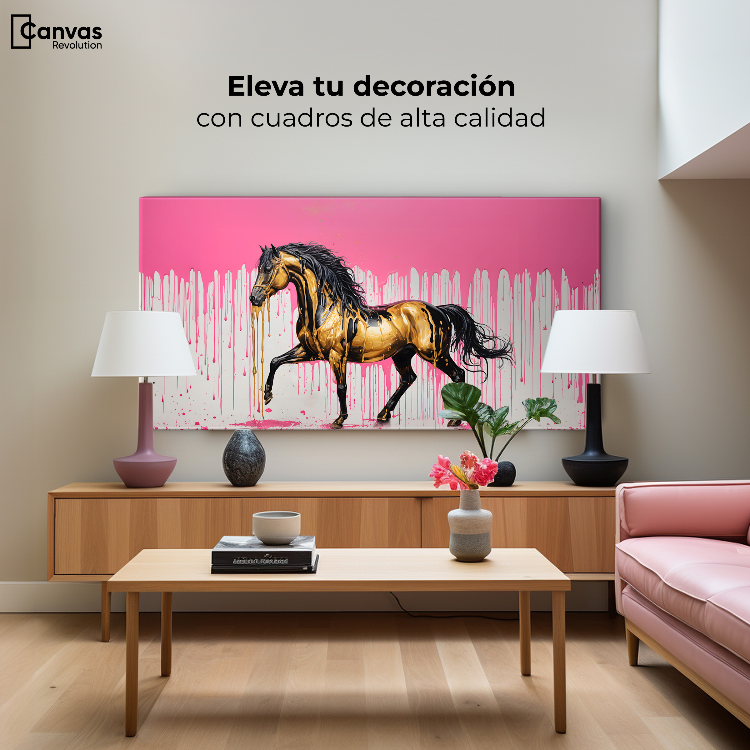 Foto 4 pulgar | Cuadro Decorativo Canvas Esplendor Oro Rosa 120x60