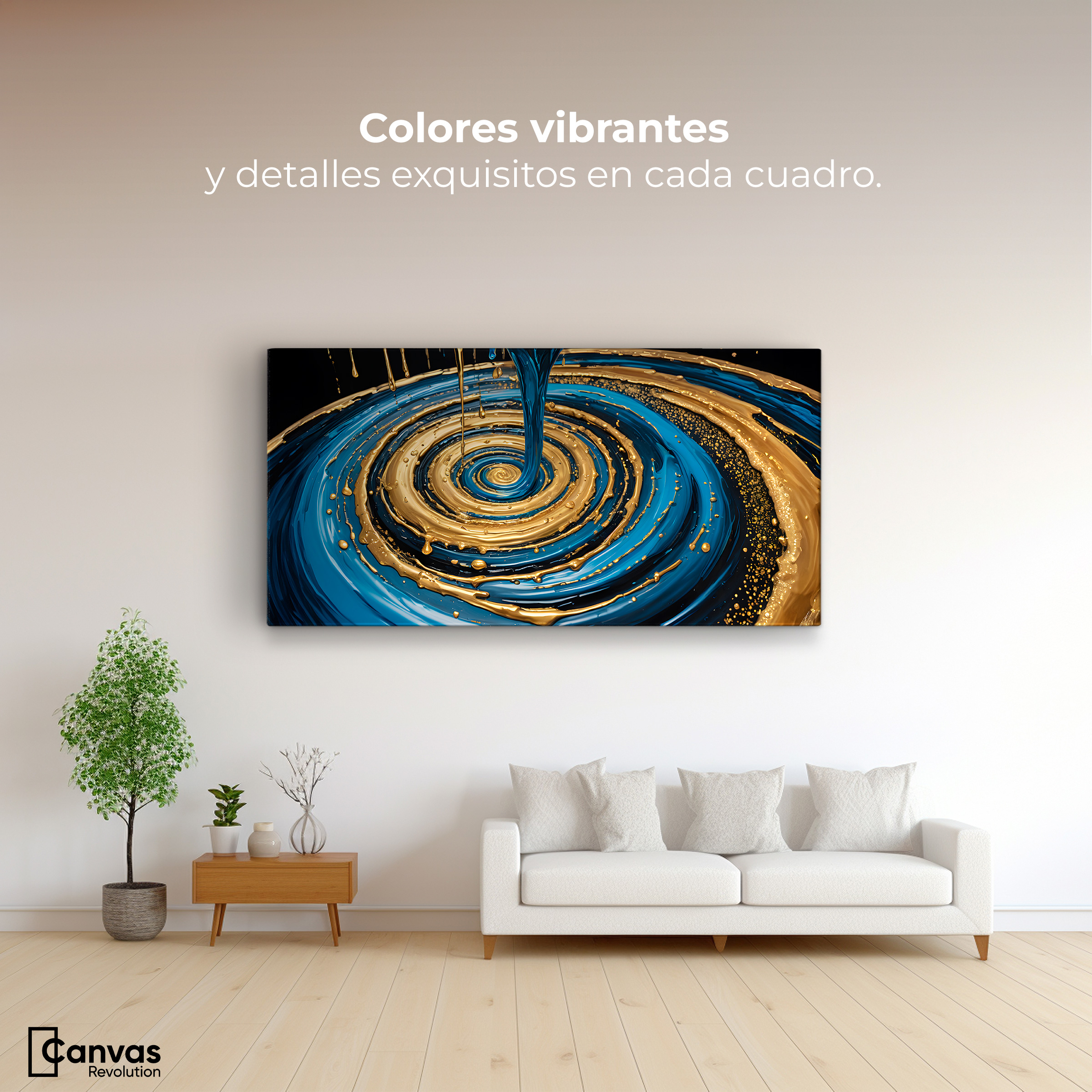 Foto 3 pulgar | Cuadro Decorativo Canvas Elegancia Oro Azul 120x60