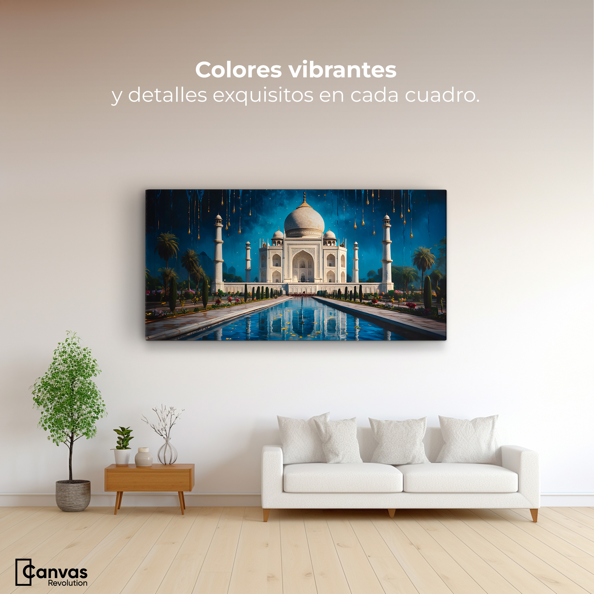 Foto 3 pulgar | Cuadro Decorativo Canvas Noche Taj Mahal 120 x 60