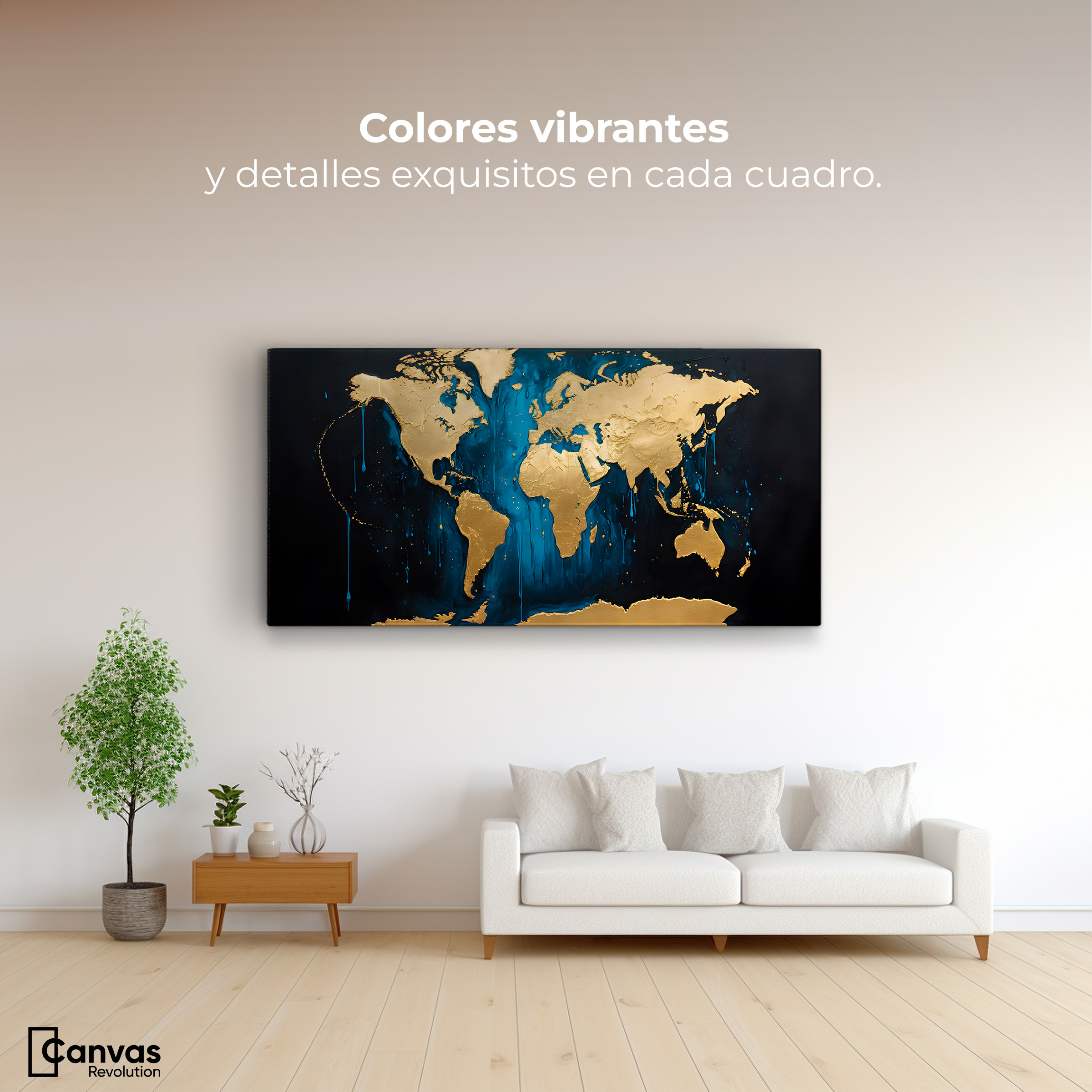 Foto 3 pulgar | Cuadro Decorativo Canvas Horizonte Dorado 120x60