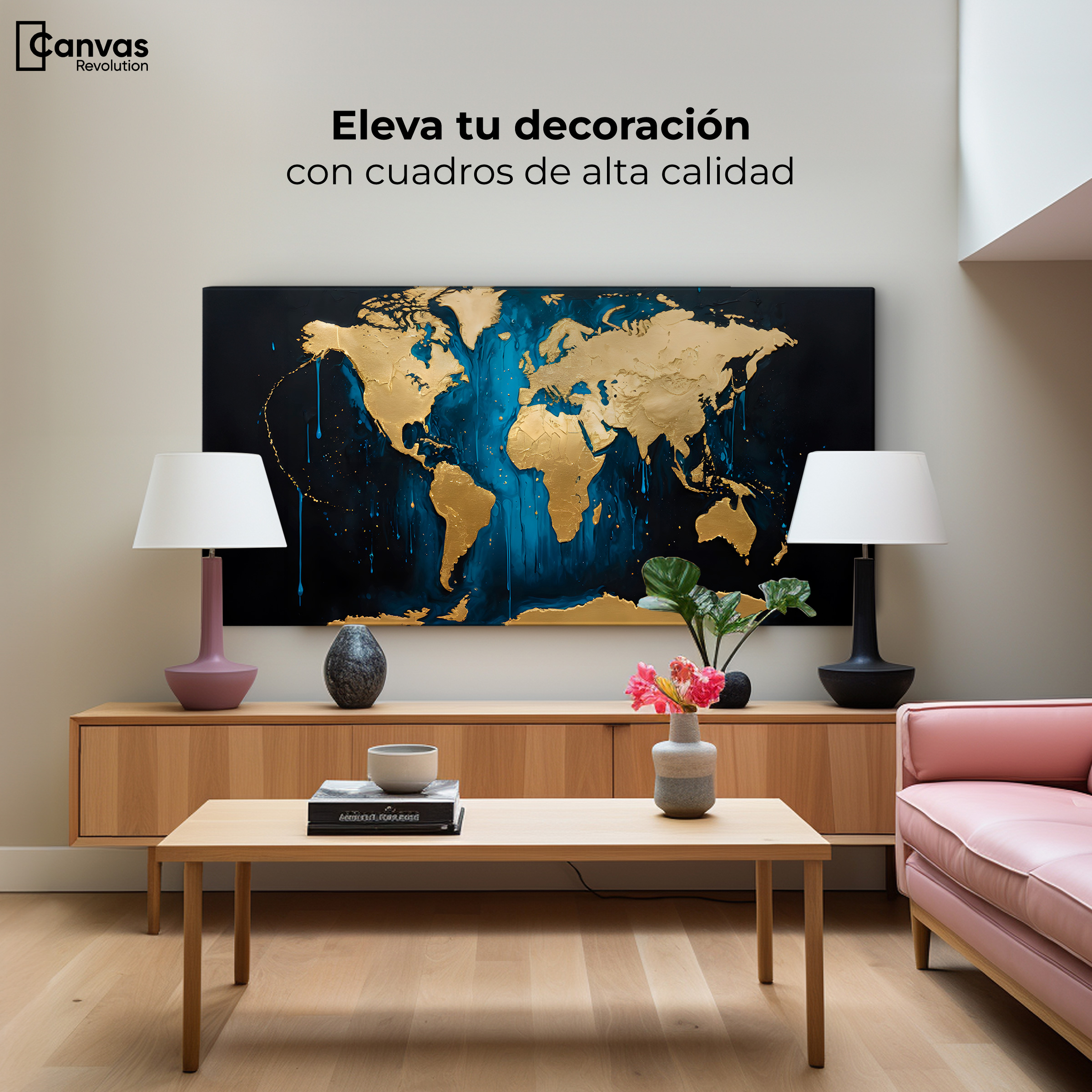 Foto 4 pulgar | Cuadro Decorativo Canvas Horizonte Dorado 120x60