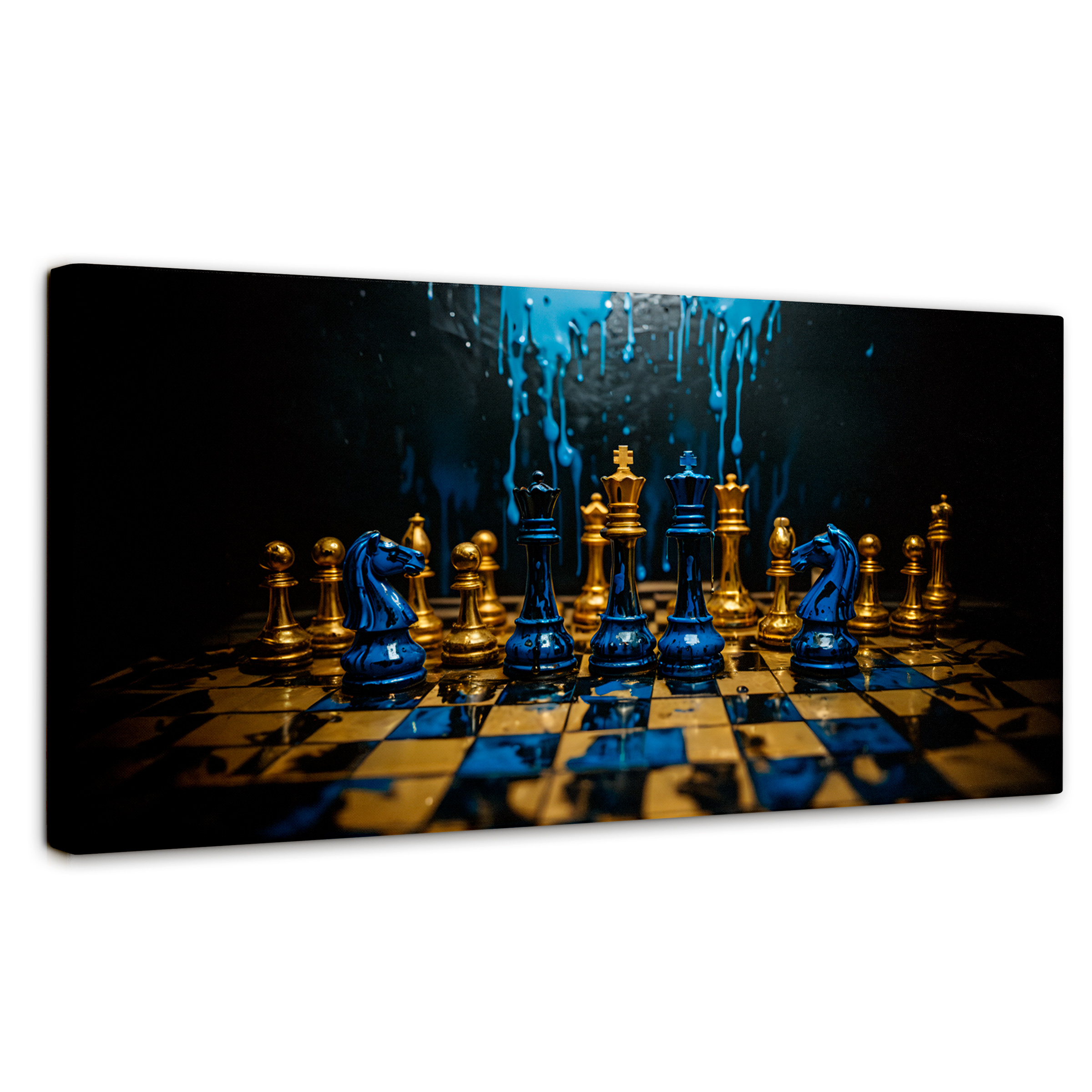 Cuadro Decorativo Canvas Majestad Azul Oro 120x60