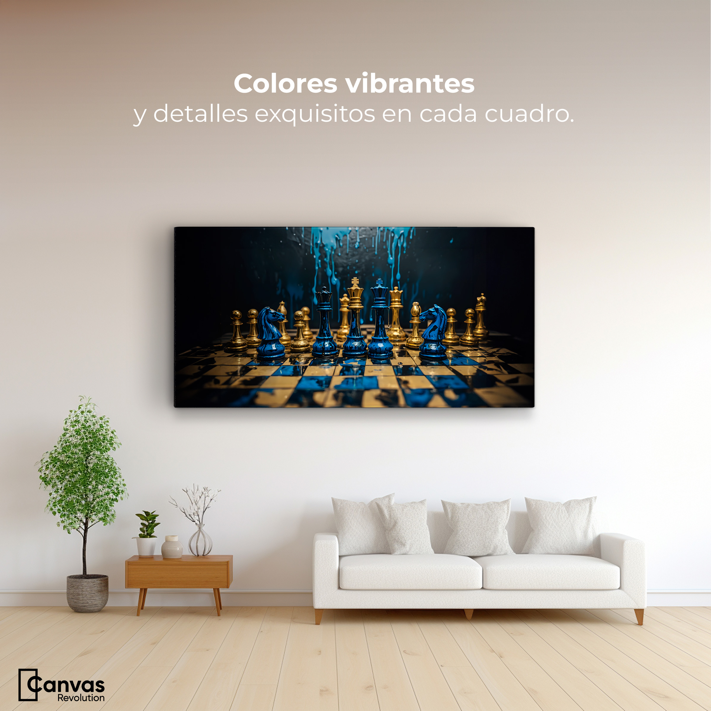 Foto 3 pulgar | Cuadro Decorativo Canvas Majestad Azul Oro 120x60