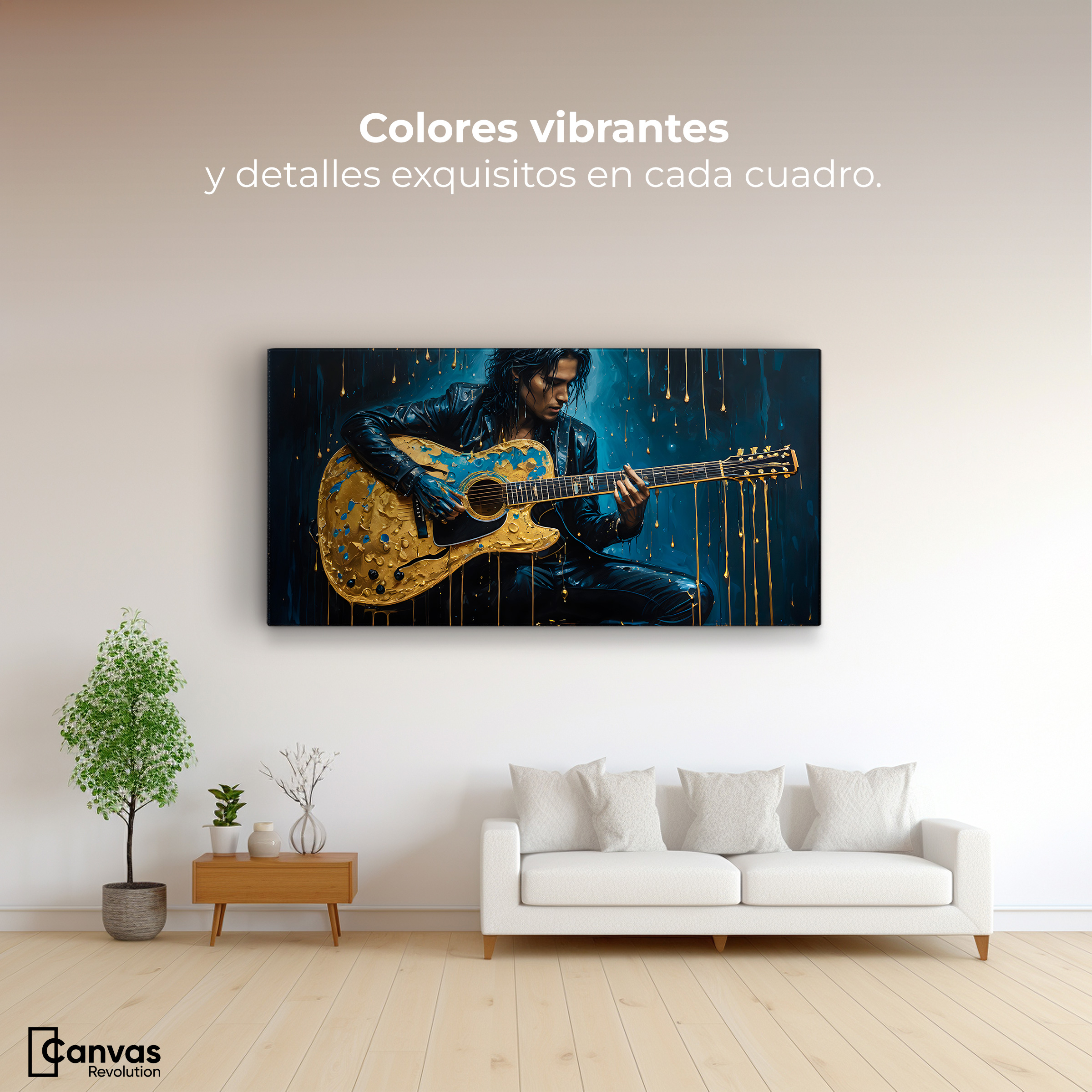 Foto 2 | Cuadro Decorativo Canvas Acordes Dorados 120x60