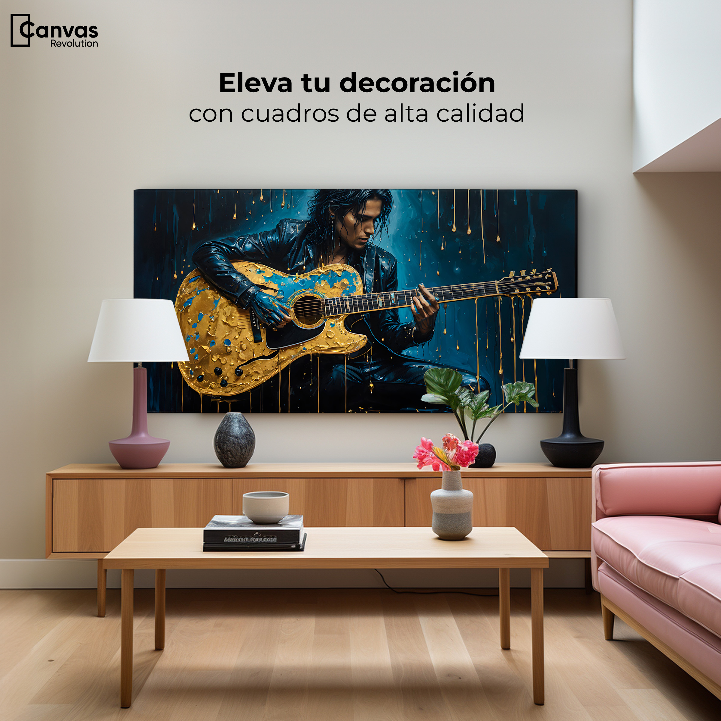 Foto 3 | Cuadro Decorativo Canvas Acordes Dorados 120x60