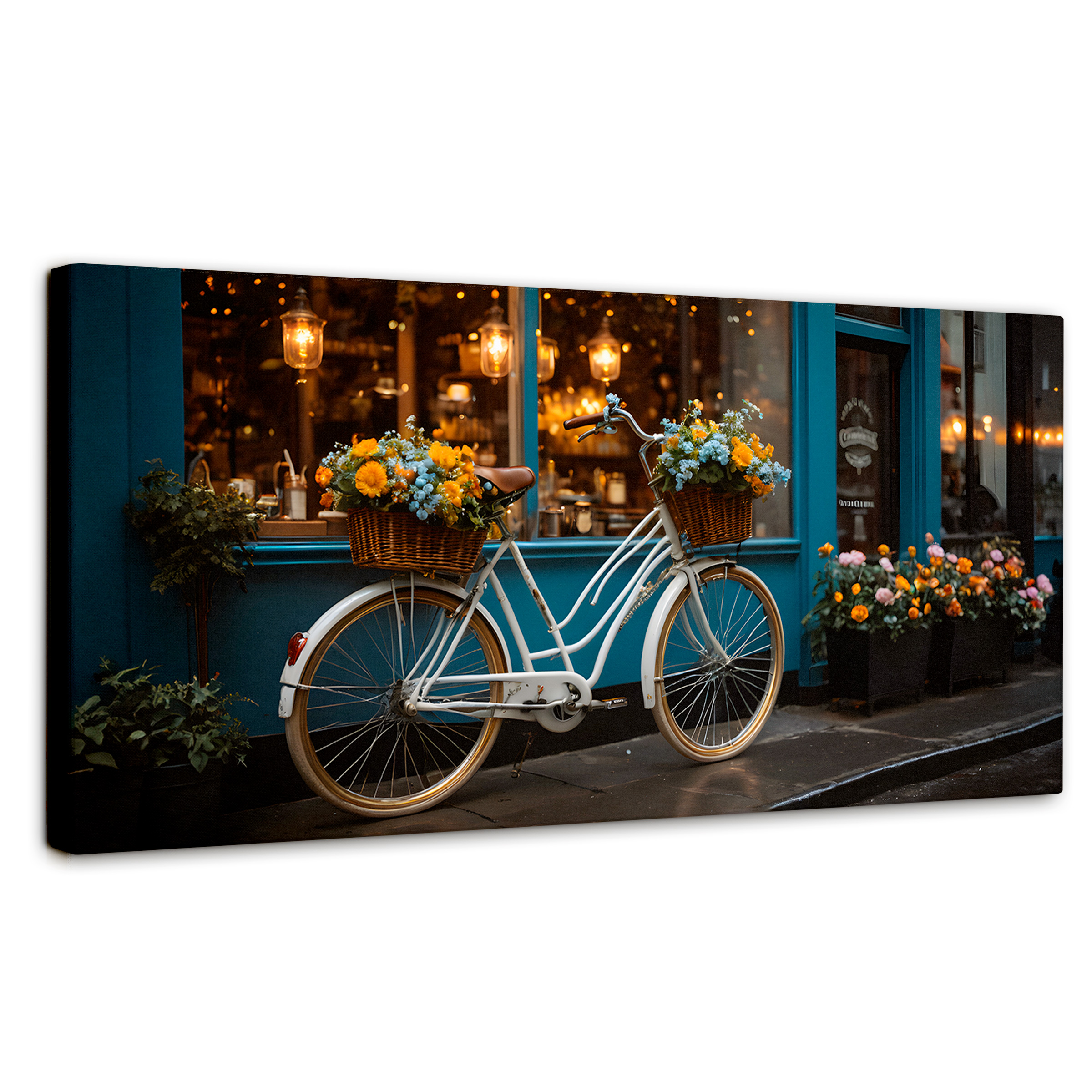 Foto 2 pulgar | Cuadro Decorativo Canvas Bicicleta Floral 120x60