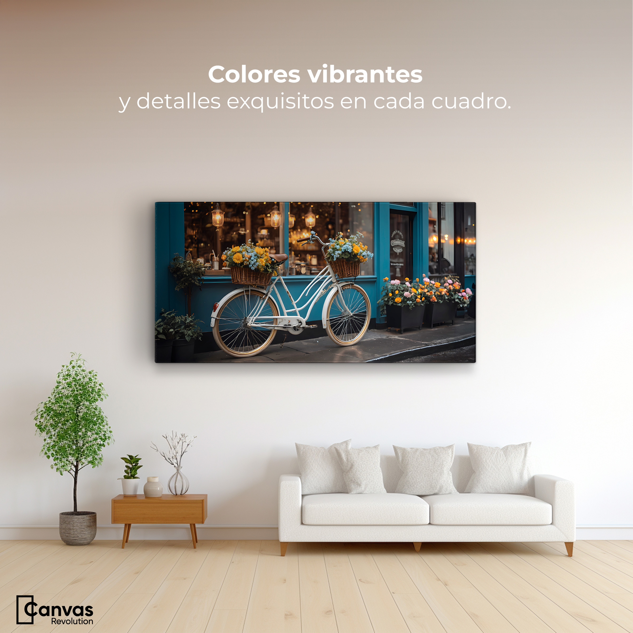 Foto 3 pulgar | Cuadro Decorativo Canvas Bicicleta Floral 120x60