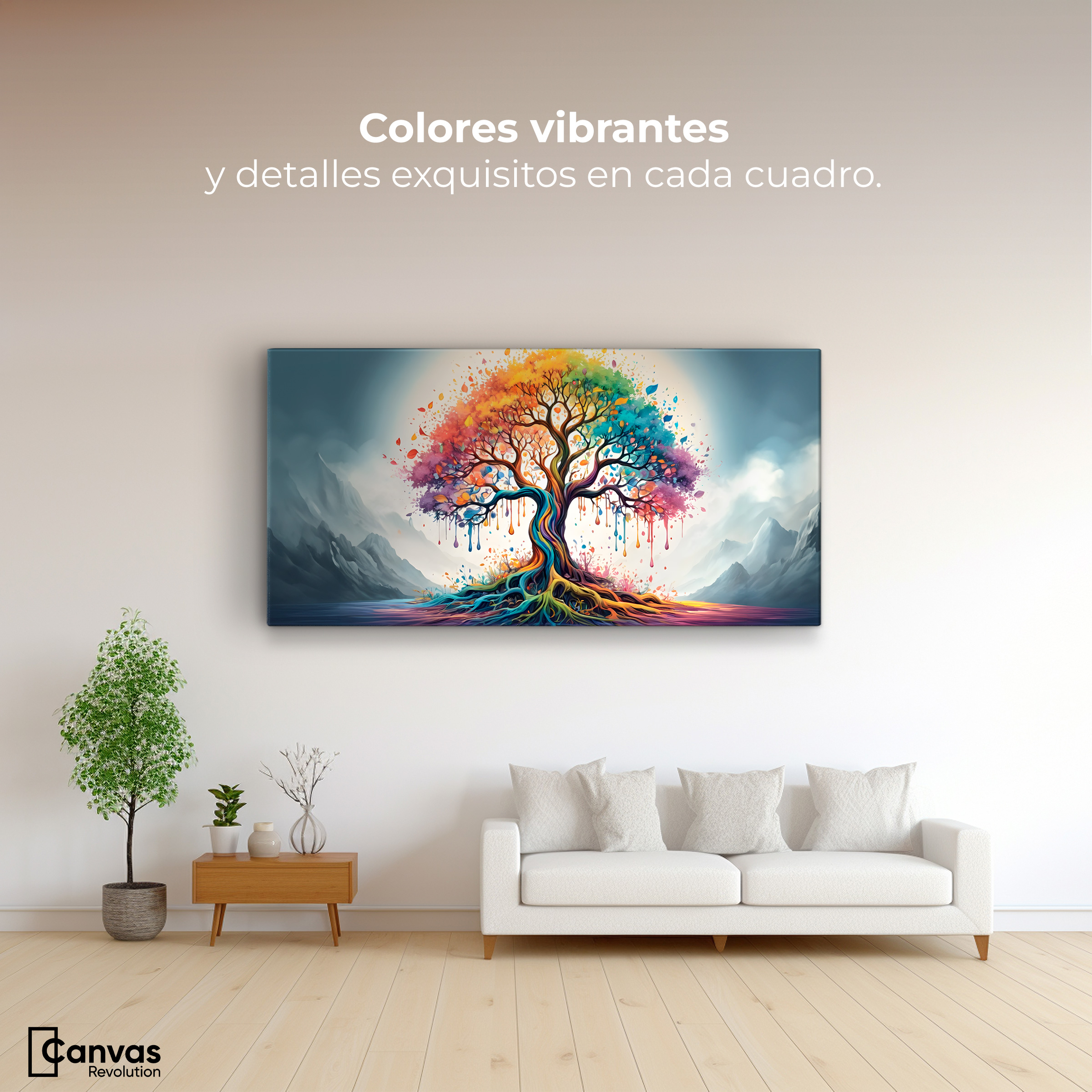 Foto 2 | Cuadro Decorativo Canvas Raíces Arcoíris 120x60