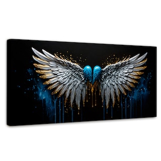Foto 1 | Cuadro Decorativo Canvas Alas Azul Plata 120x60