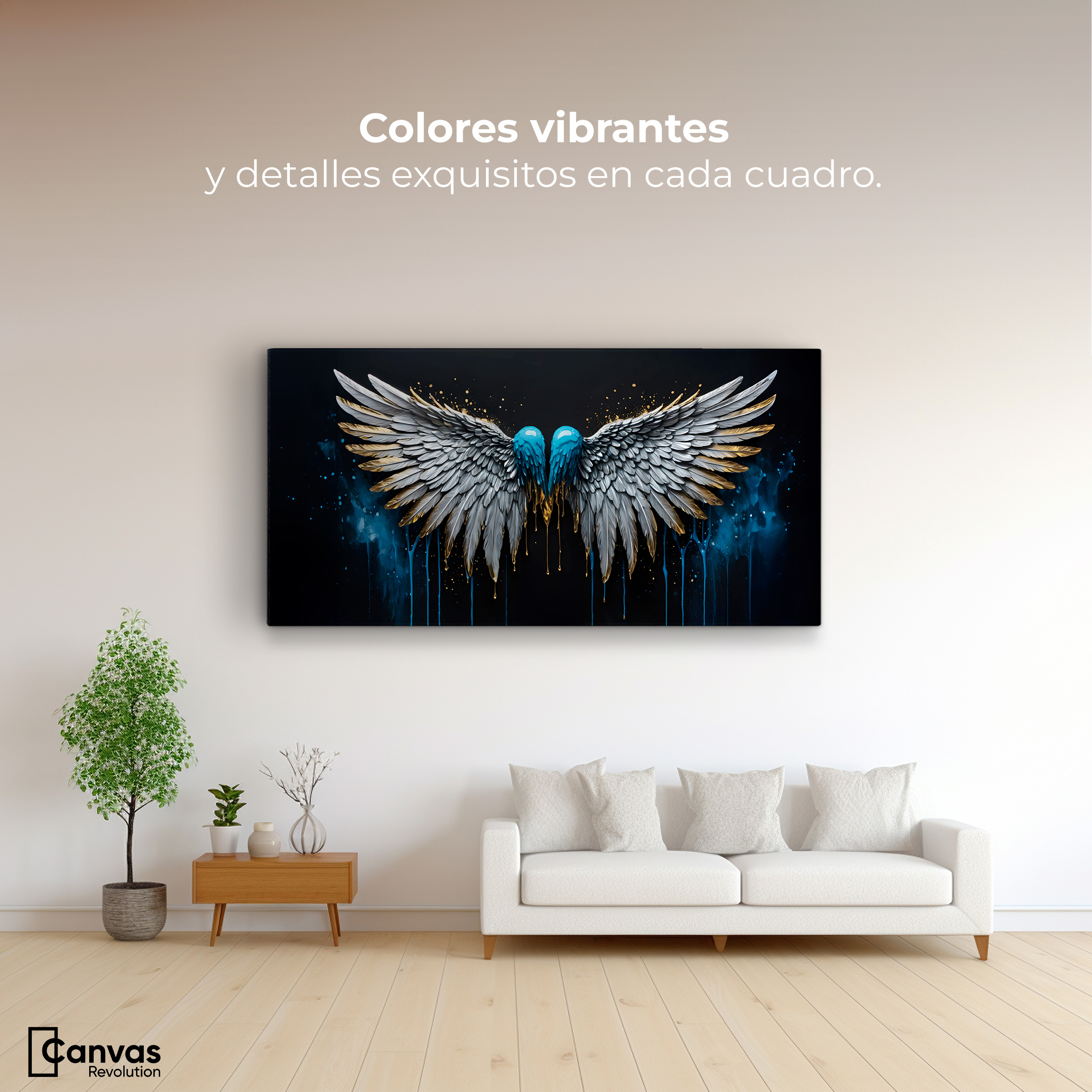 Foto 2 | Cuadro Decorativo Canvas Alas Azul Plata 120x60