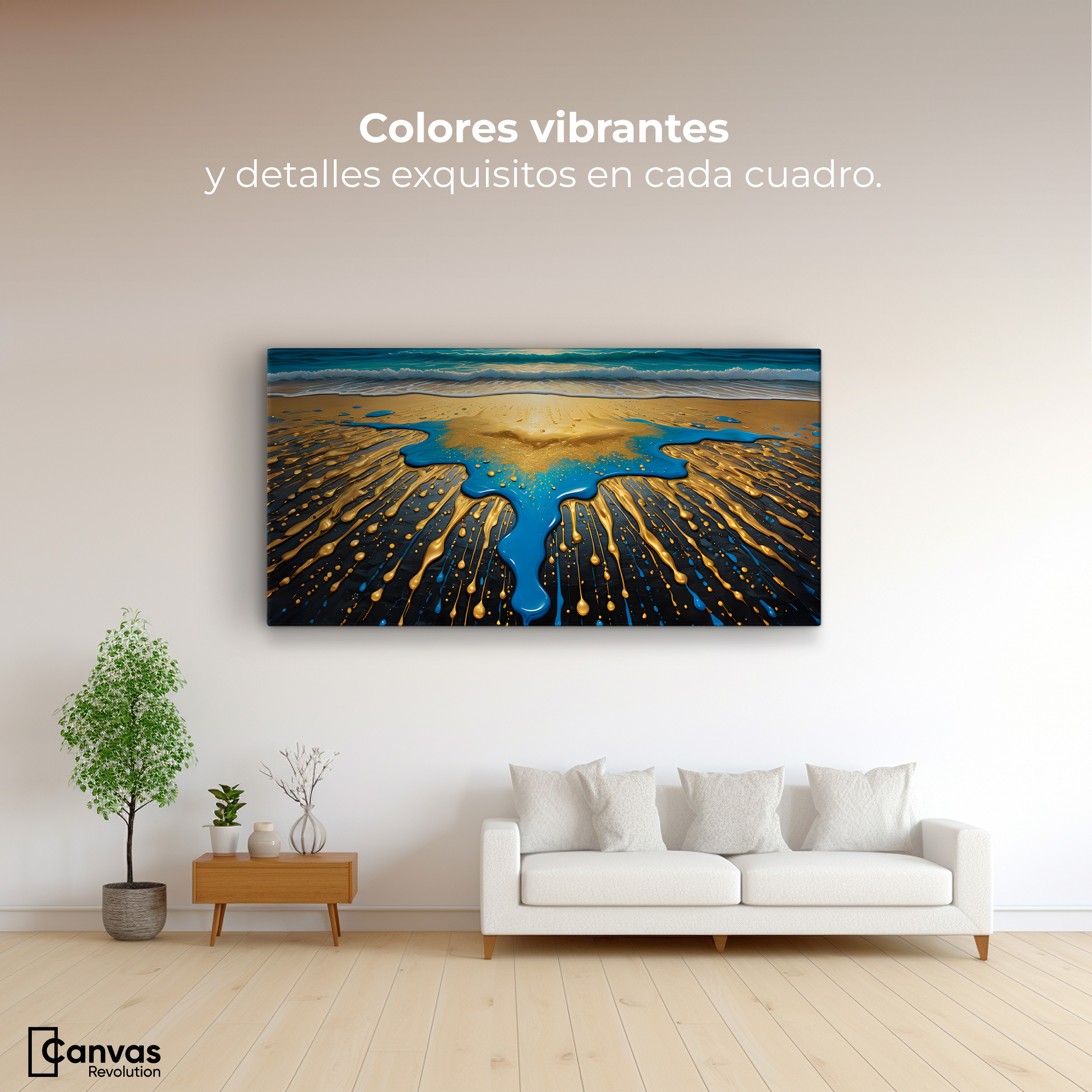 Foto 2 | Cuadro Decorativo Canvas Atardecer Dorado 120x60