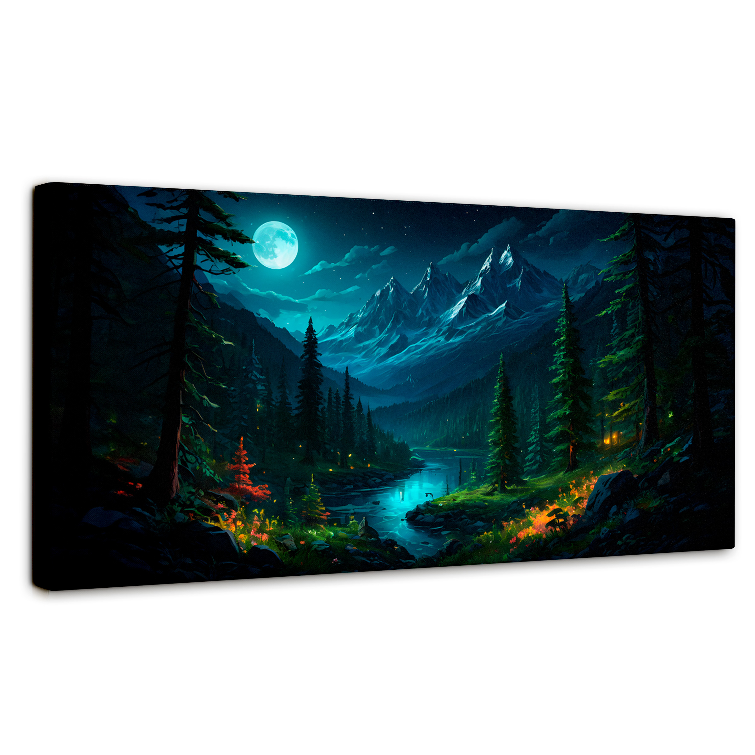 Cuadro Decorativo Canvas Bosque Nocturno 120x60