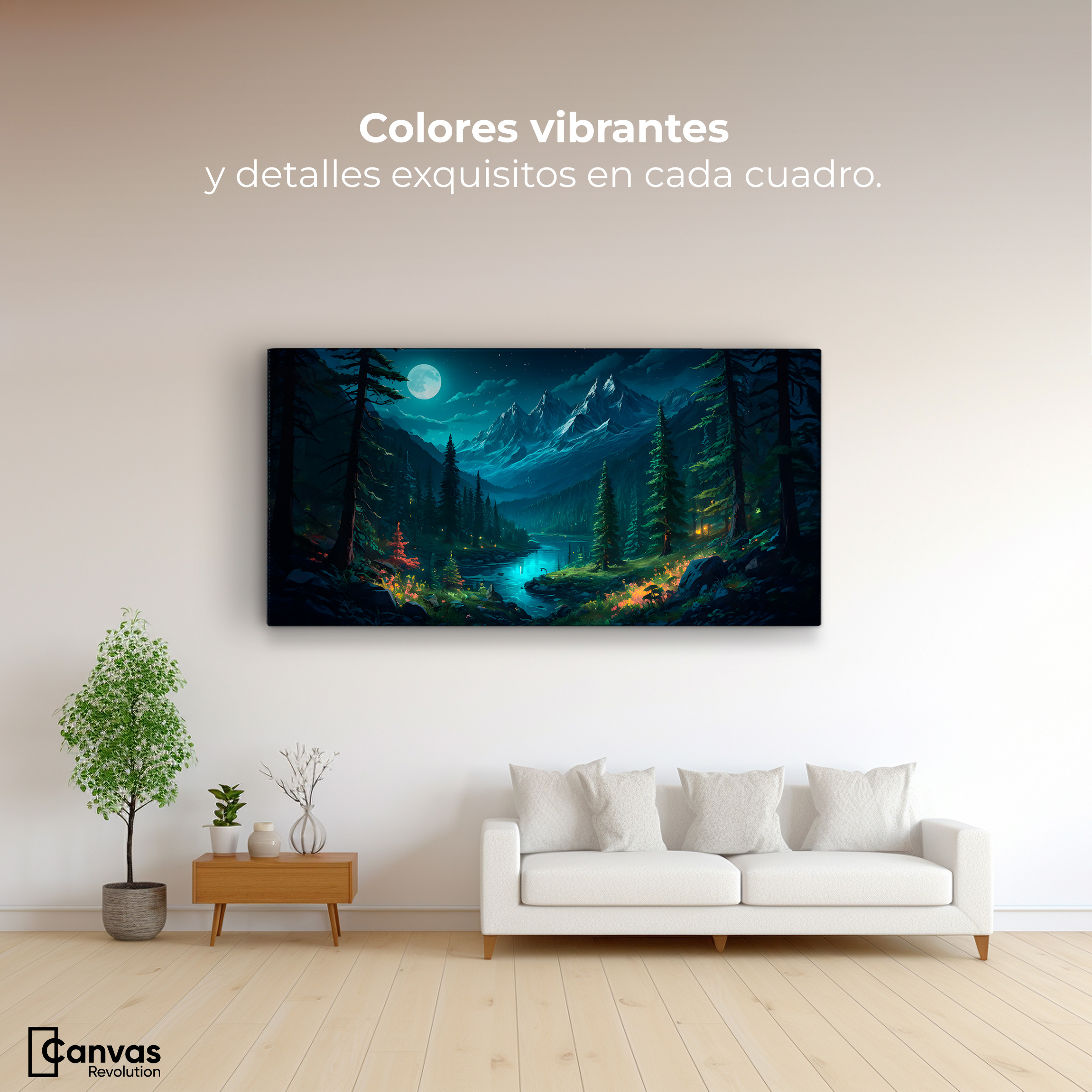 Foto 3 pulgar | Cuadro Decorativo Canvas Bosque Nocturno 120x60