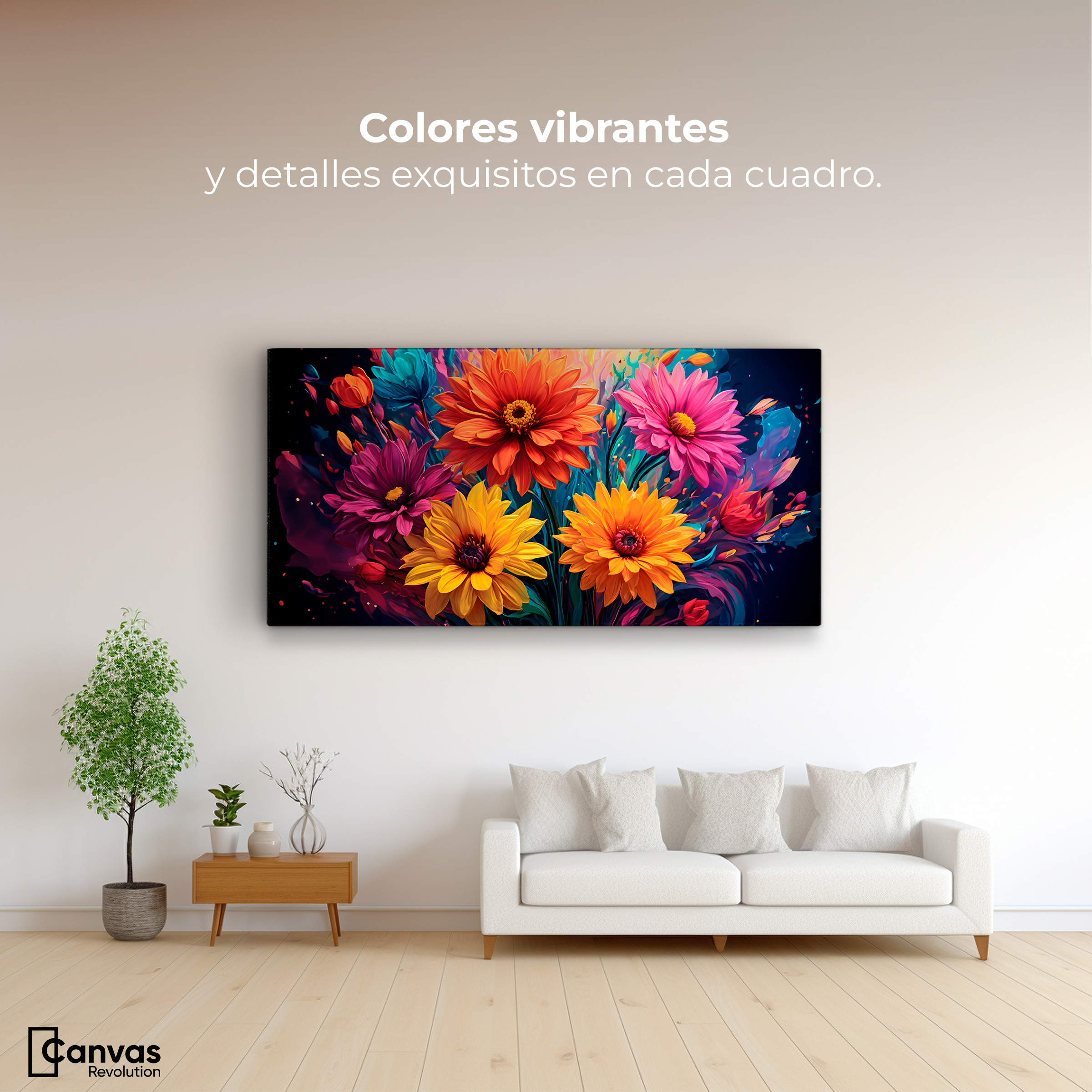 Foto 3 pulgar | Cuadro Decorativo Canvas Explosión Flores 120x60