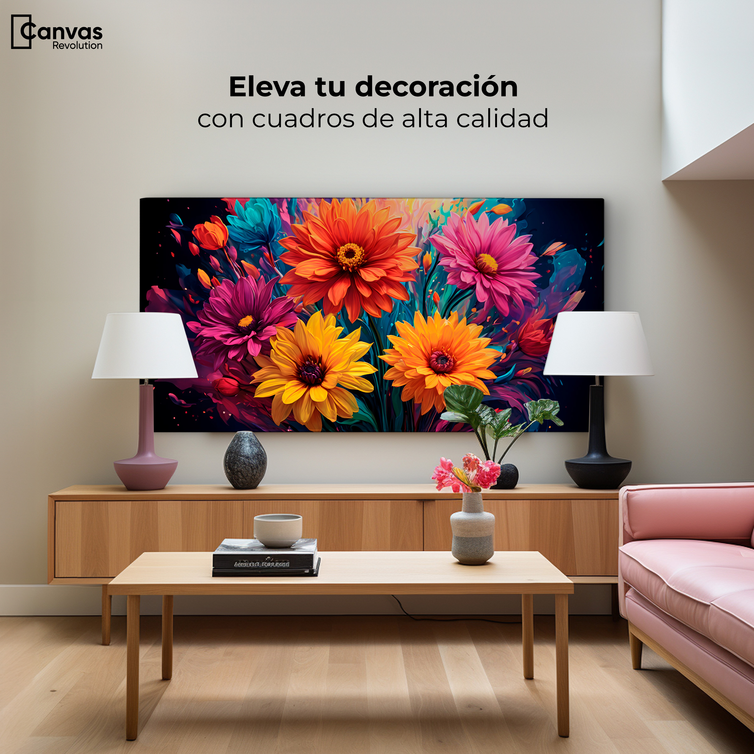 Foto 4 pulgar | Cuadro Decorativo Canvas Explosión Flores 120x60