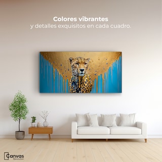 Foto 2 | Cuadro Decorativo Canvas Fuerza Felina Oro 120x60