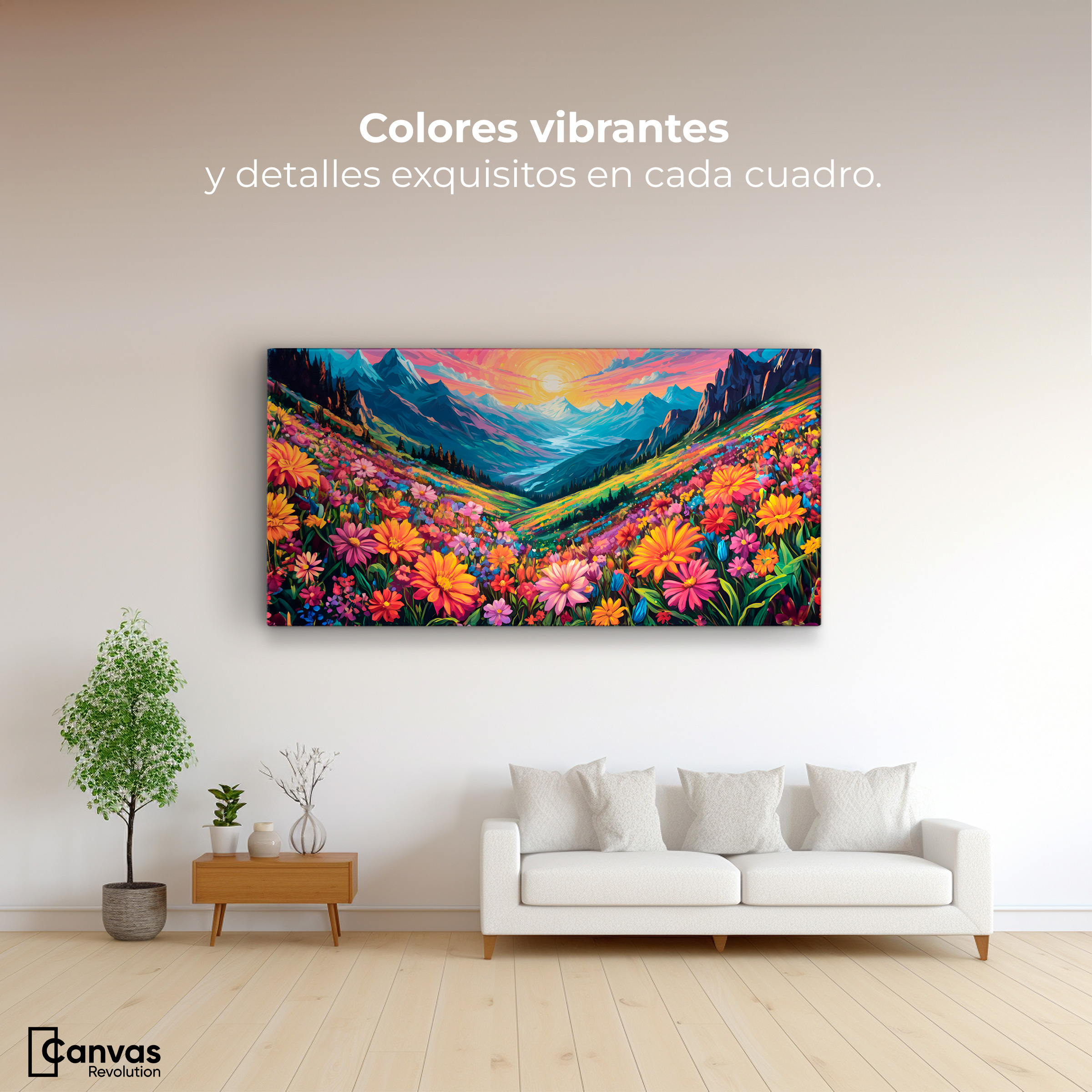 Foto 3 pulgar | Cuadro Decorativo Canvas Pradera Colores 120x60