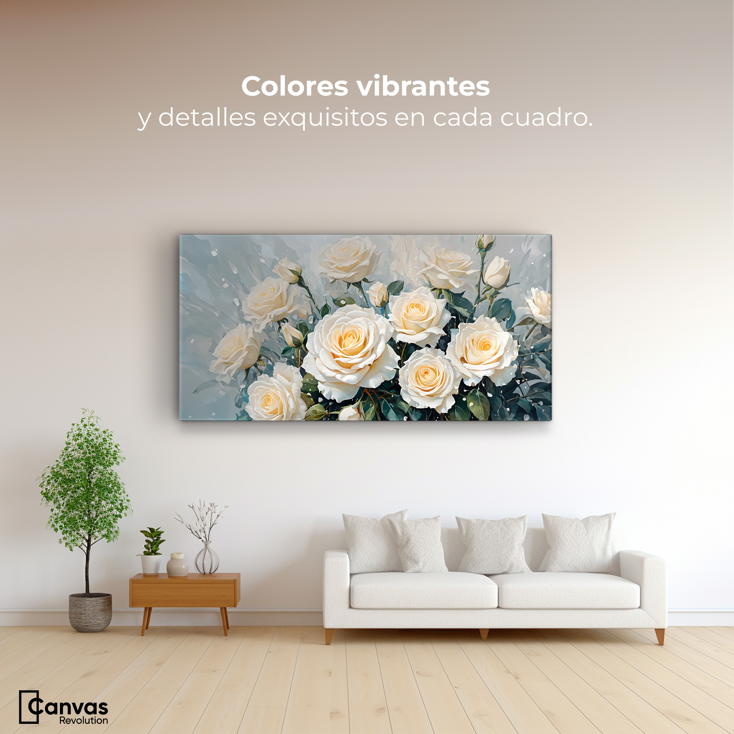 Foto 3 pulgar | Cuadro Decorativo Canvas Rosas Vibrantes 120x60