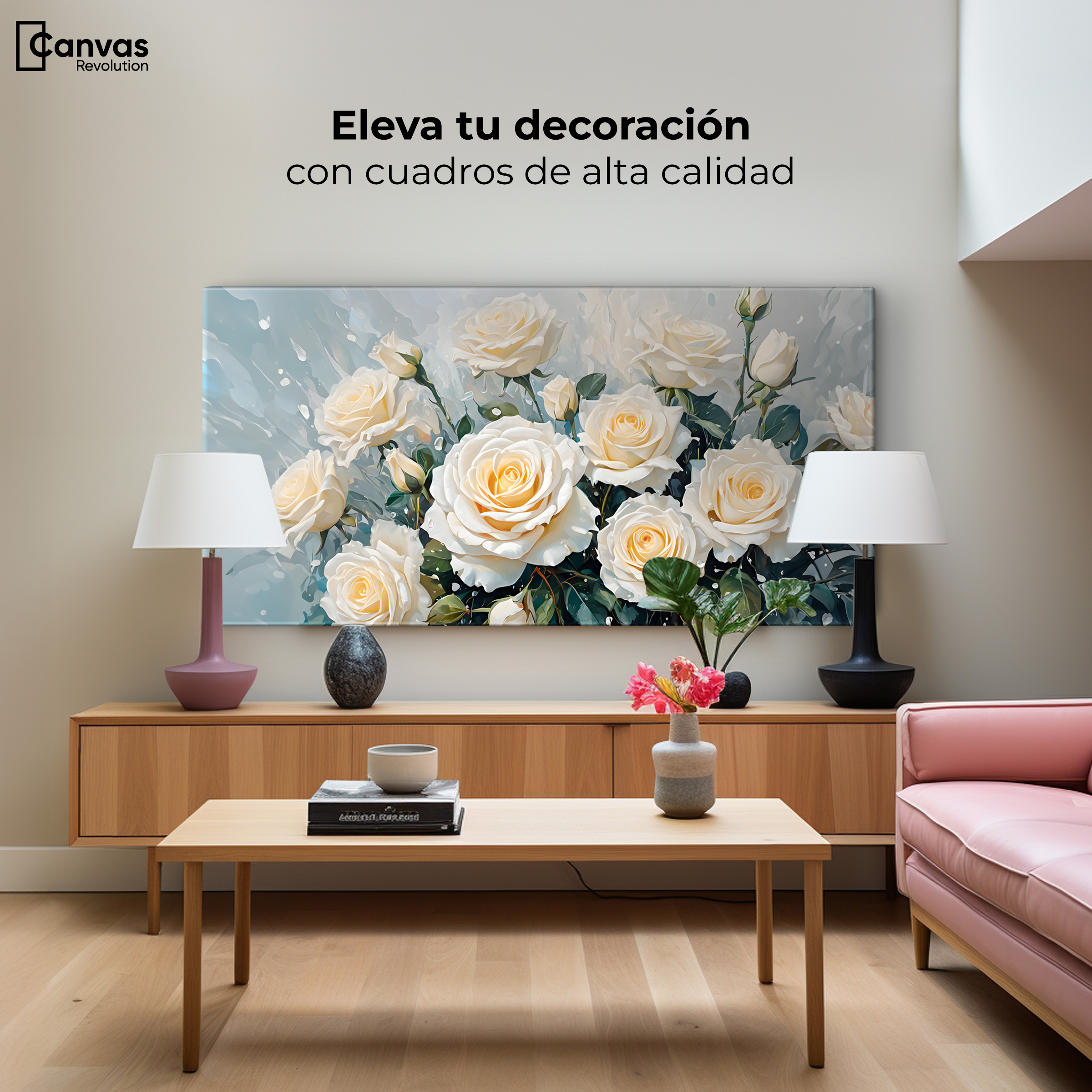 Foto 4 pulgar | Cuadro Decorativo Canvas Rosas Vibrantes 120x60