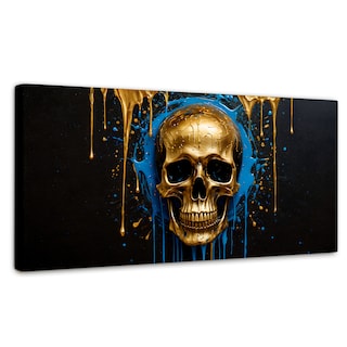 Foto 1 | Cuadro Decorativo Canvas Cráneo Azul Dorado 120x60