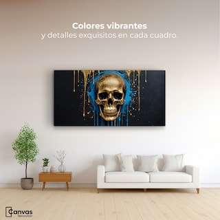 Foto 2 | Cuadro Decorativo Canvas Cráneo Azul Dorado 120x60