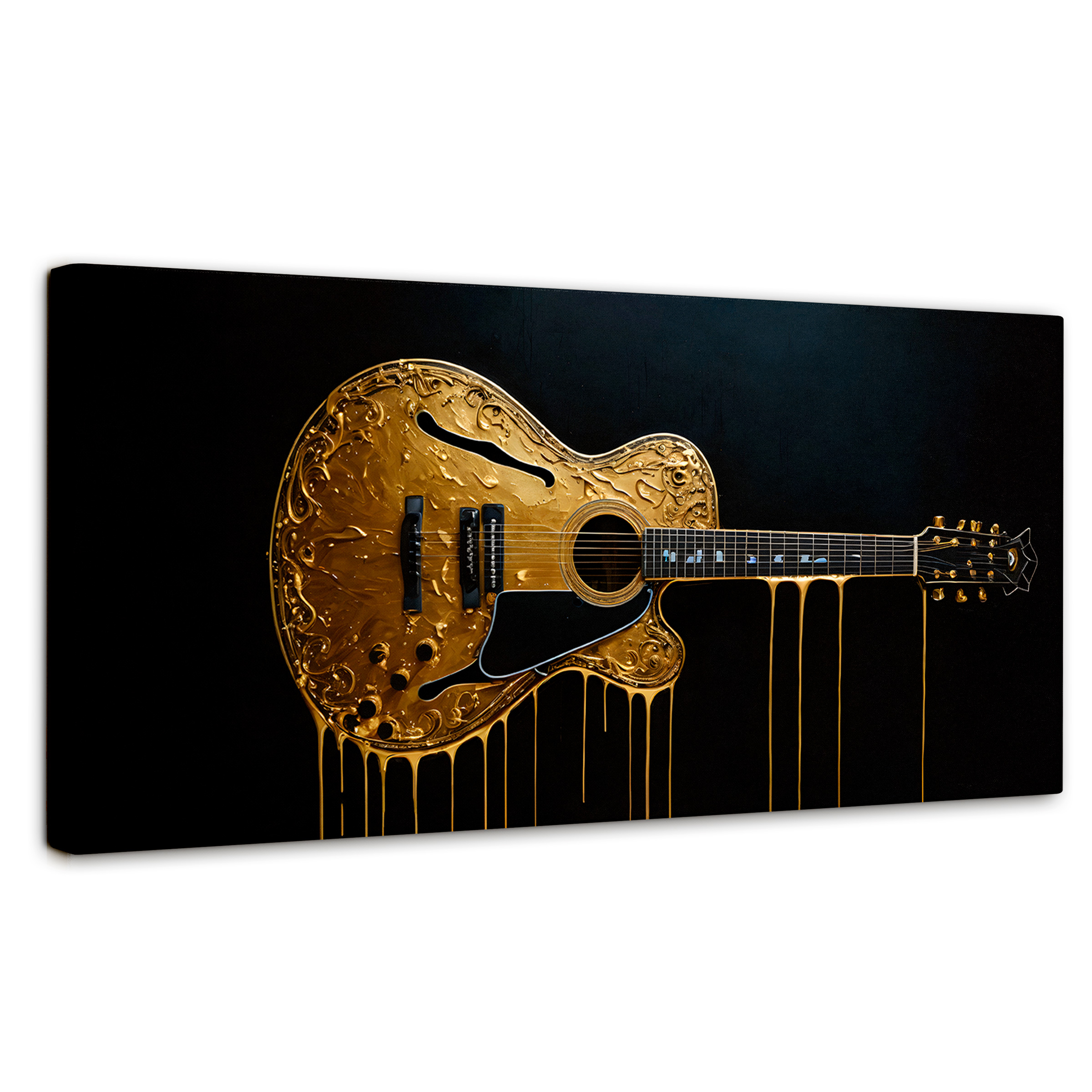 Foto 2 pulgar | Cuadro Decorativo Canvas Guitarra Dorada 120x60