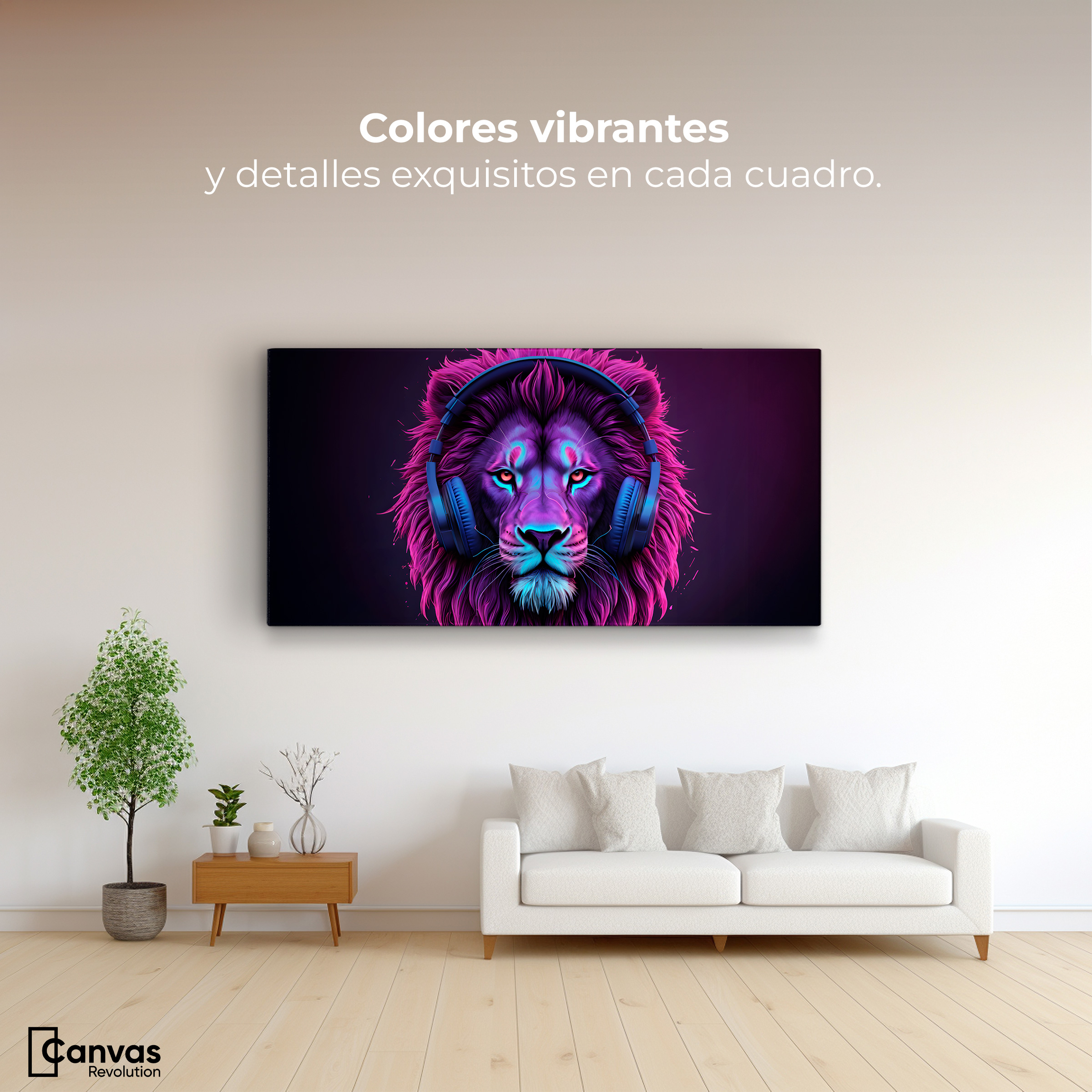 Foto 3 pulgar | Cuadro Decorativo Canvas León Electrónico 120x60