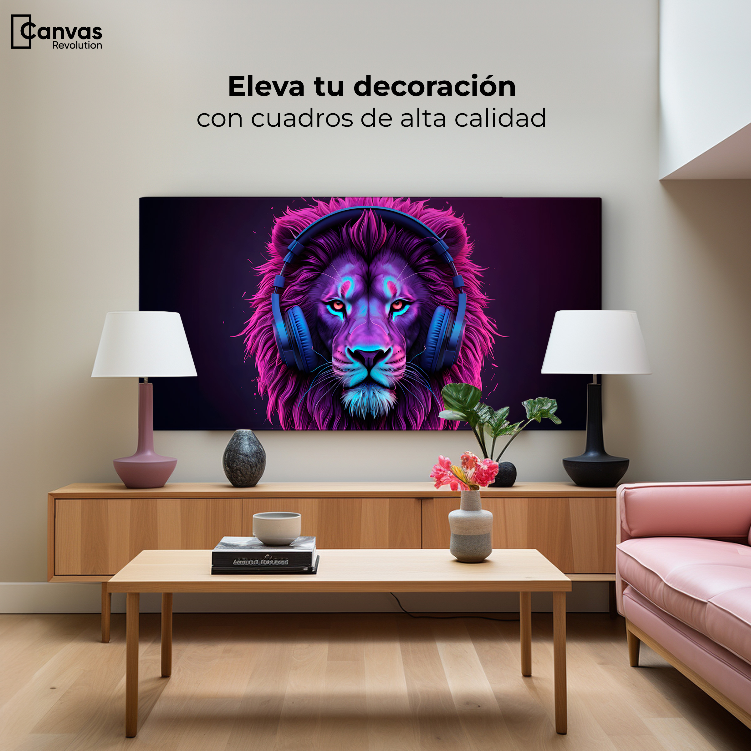 Foto 4 pulgar | Cuadro Decorativo Canvas León Electrónico 120x60