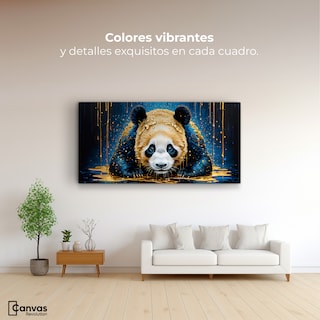 Foto 2 | Cuadro Decorativo Canvas Abrazo Panda Dorado 120x60