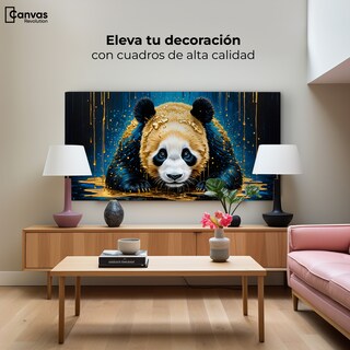 Foto 3 | Cuadro Decorativo Canvas Abrazo Panda Dorado 120x60