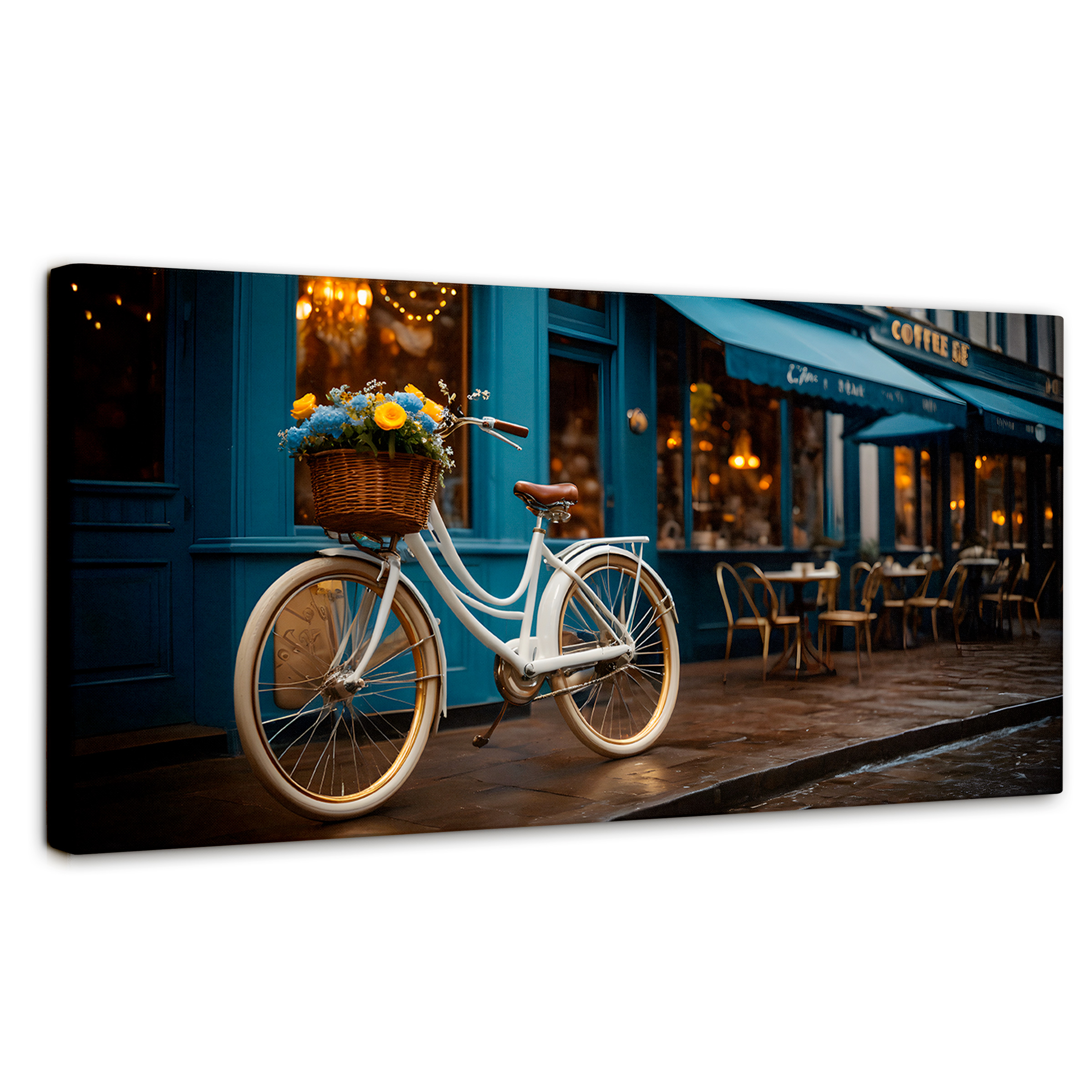 Cuadro Decorativo Canvas Bicicleta Blanca 120x60