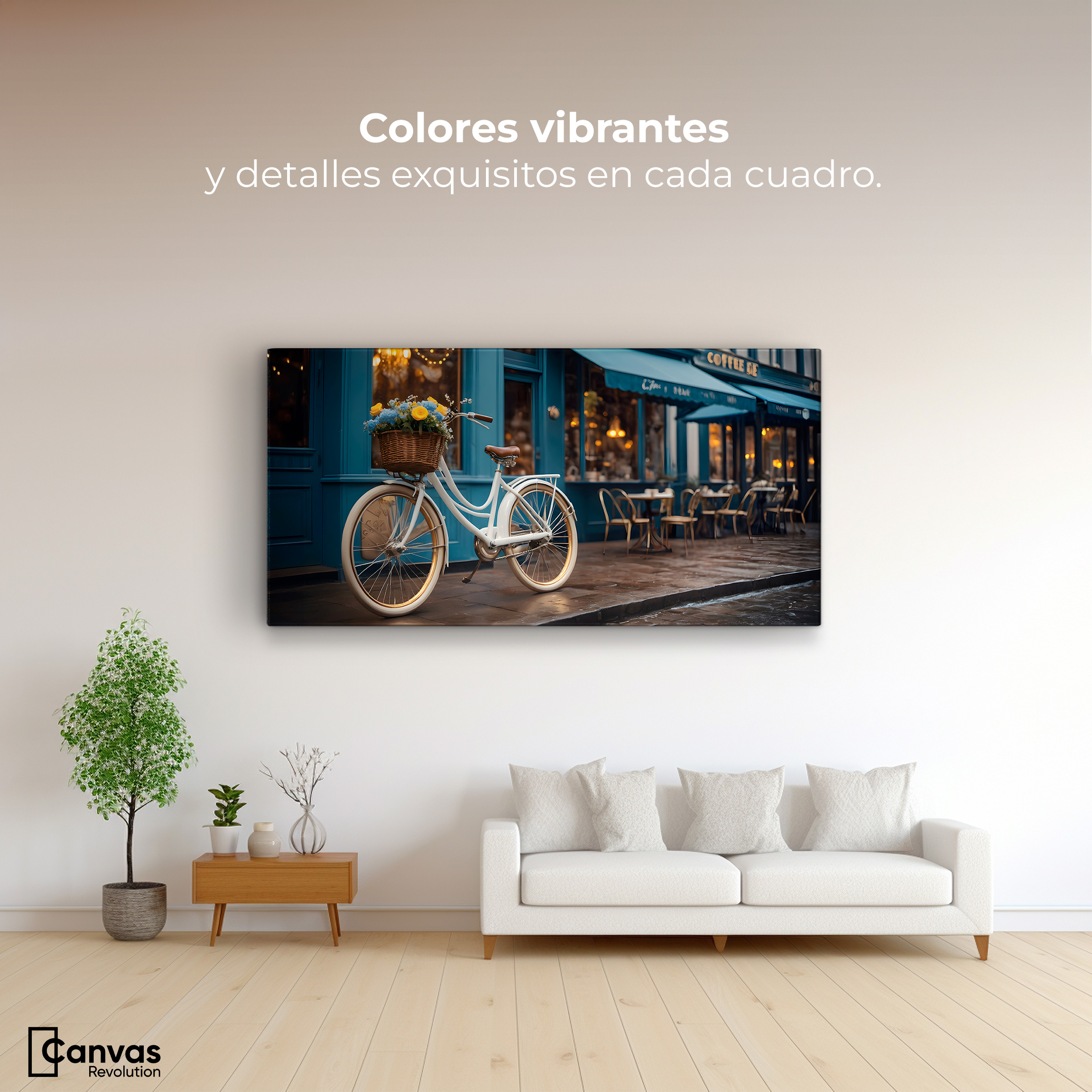 Foto 3 pulgar | Cuadro Decorativo Canvas Bicicleta Blanca 120x60