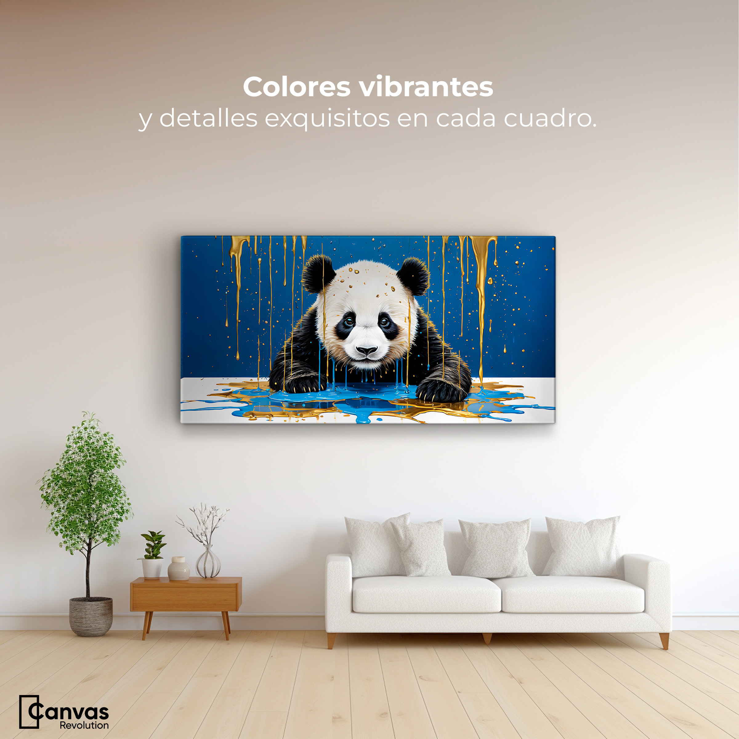 Foto 3 pulgar | Cuadro Decorativo Canvas Panda Azul Profundo 120x60