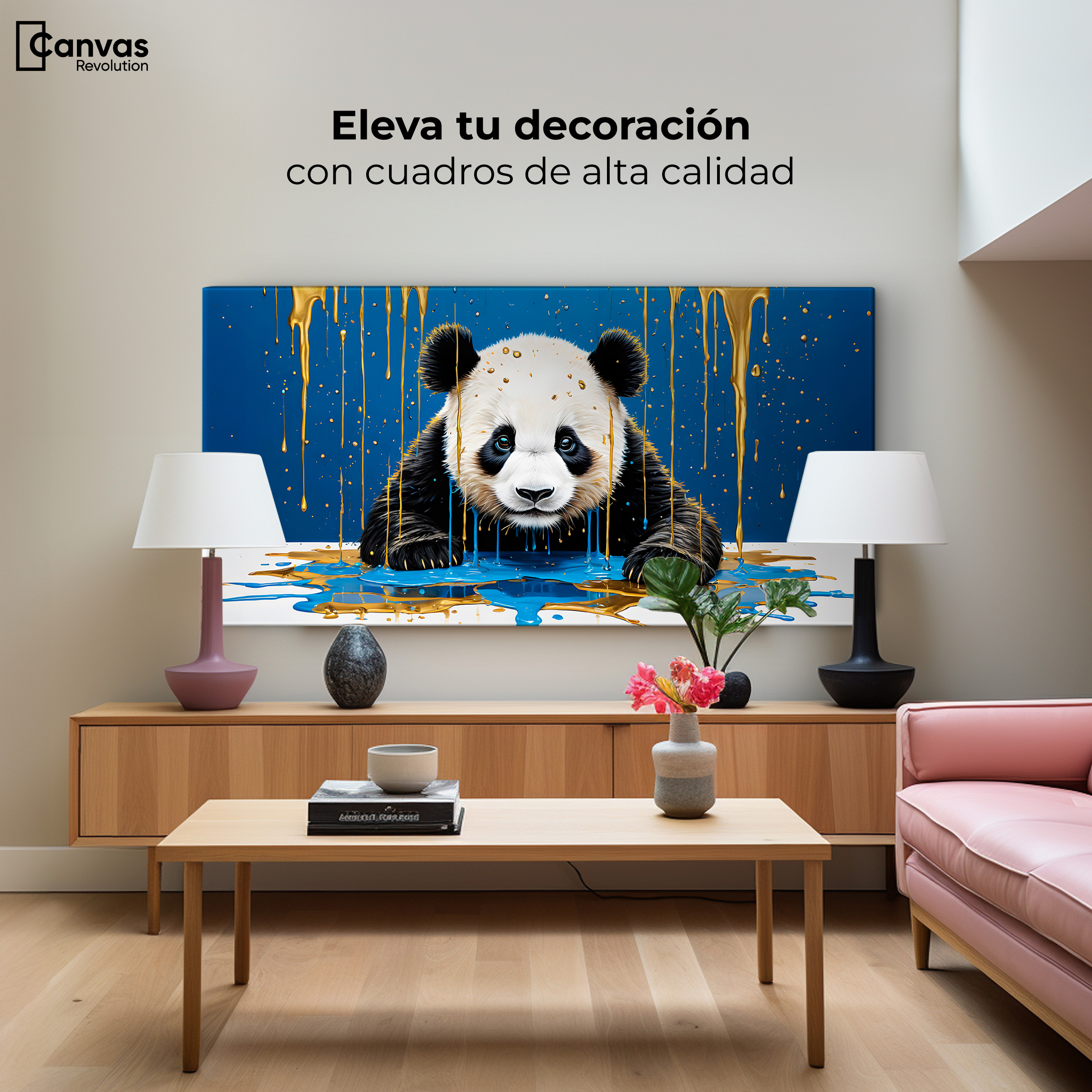 Foto 4 pulgar | Cuadro Decorativo Canvas Panda Azul Profundo 120x60