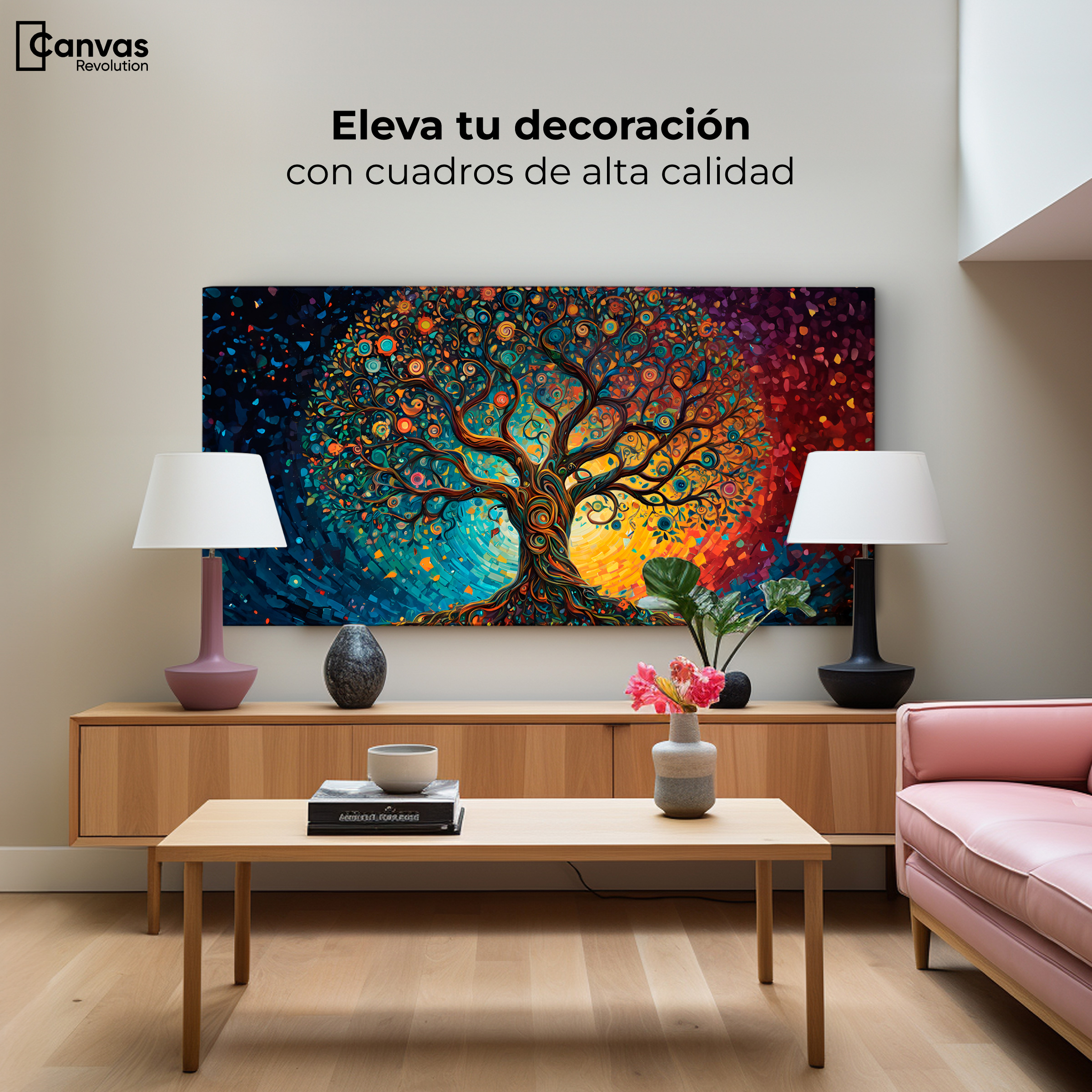 Foto 4 pulgar | Cuadro Decorativo Canvas Árbol Hoja Vibrante 120x60